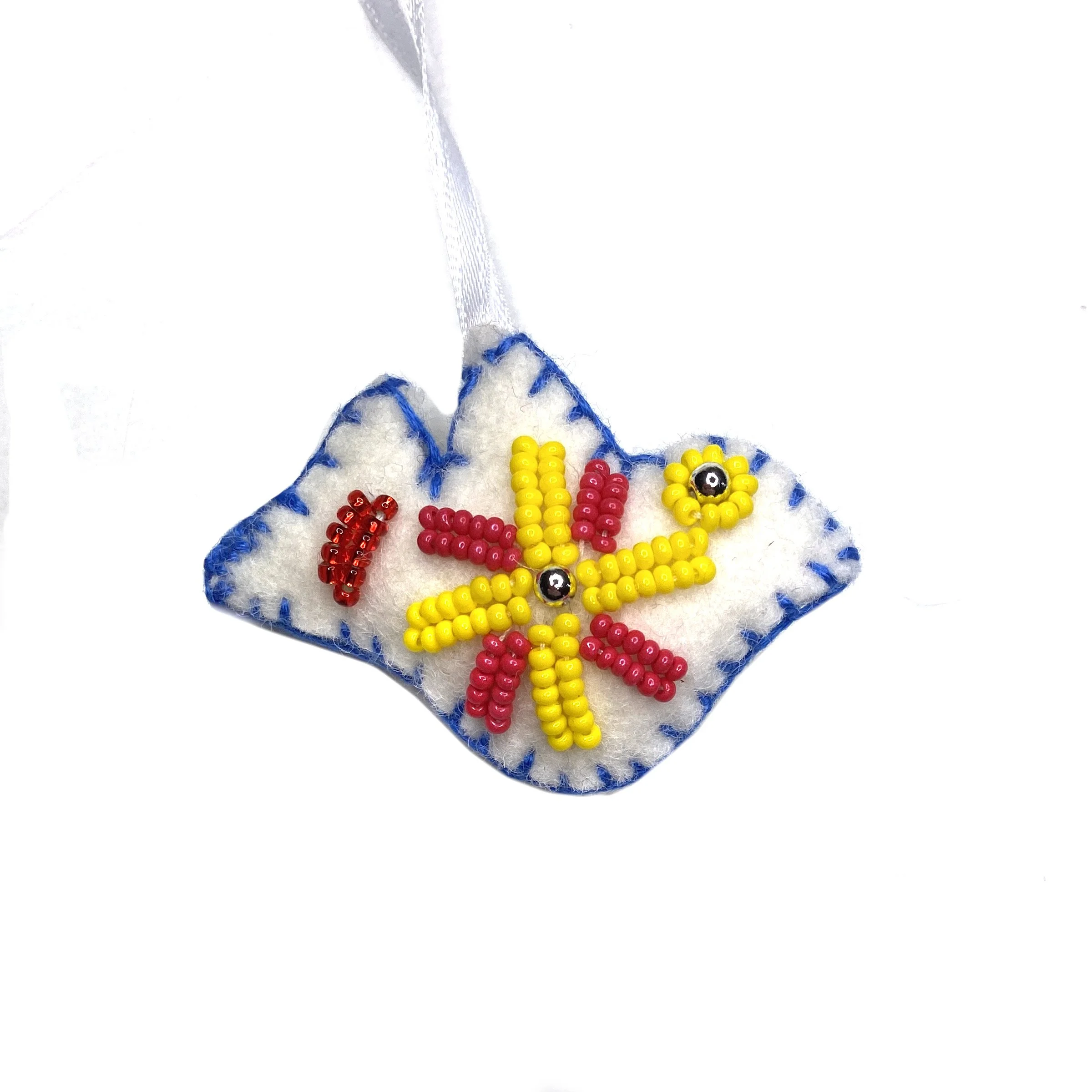 Mini Hand-Embroidered Bird Ornament by Buddhi Rai