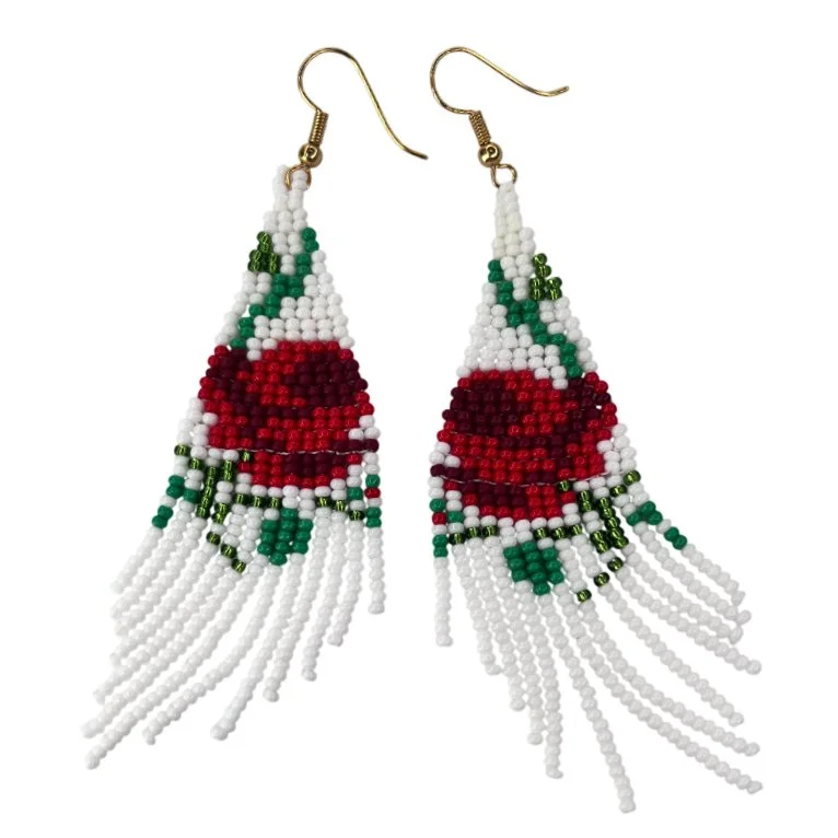 Beaded Rose Earrings by Mara