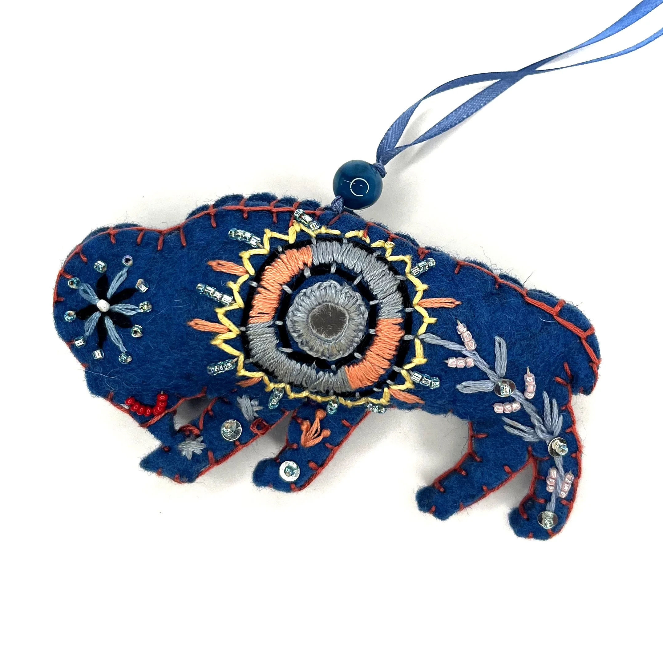 Hand-Embroidered Buffalo Ornament by Najeeba Noori