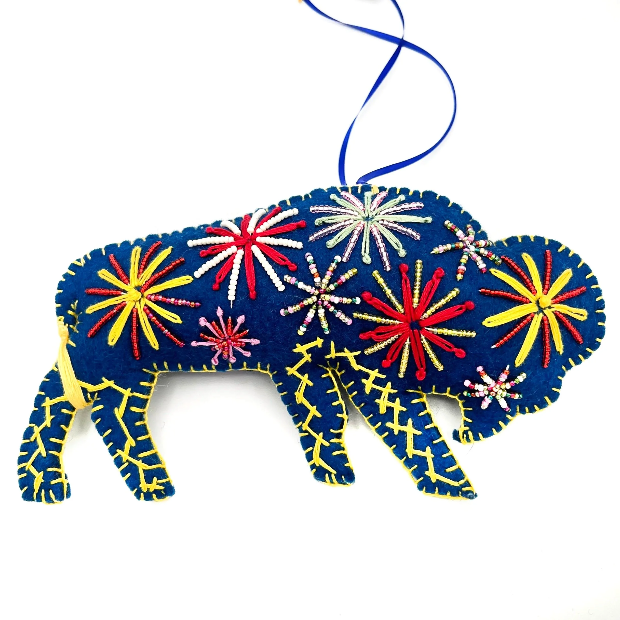 X-Large Hand-Embroidered Buffalo Ornament by Mahjabin