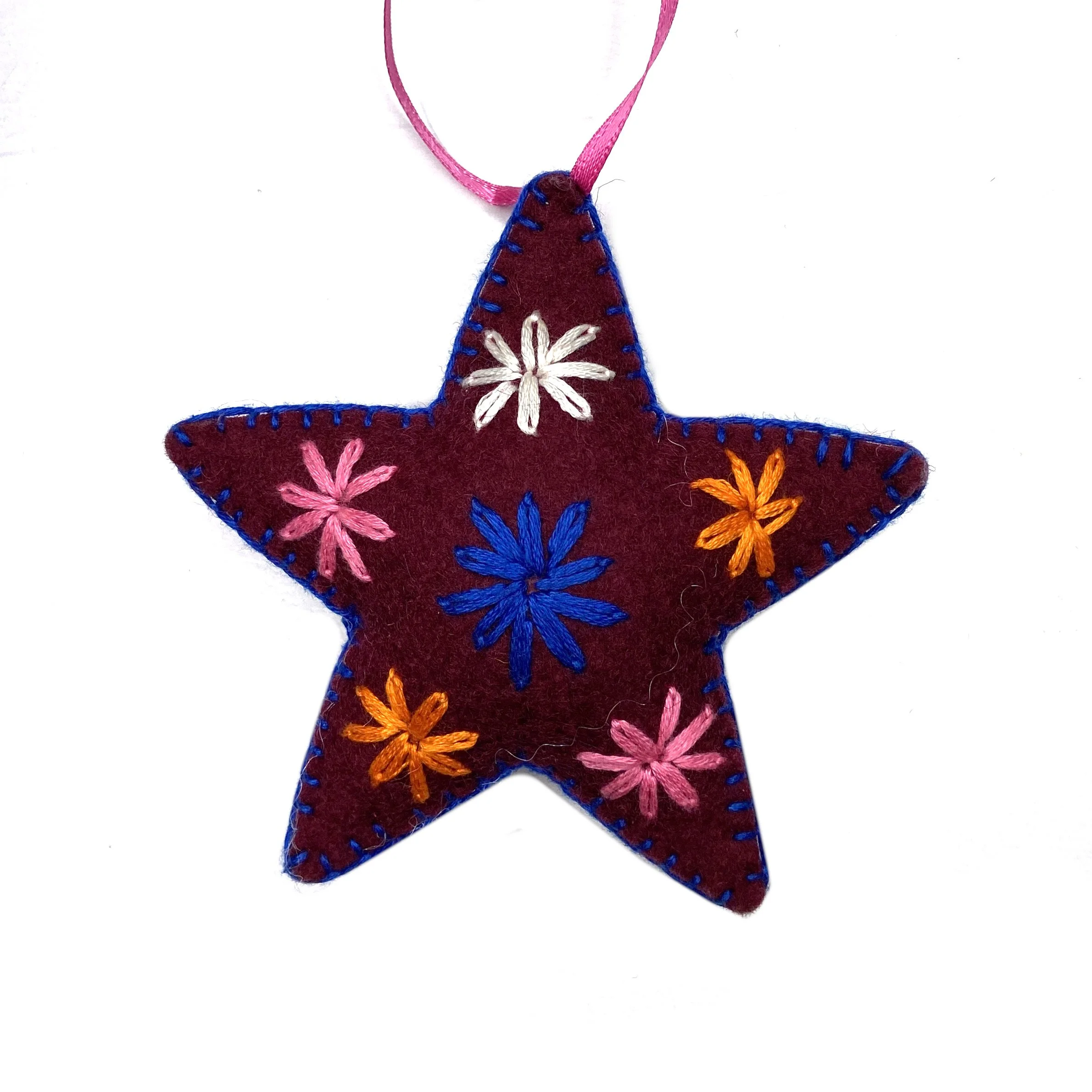 Medium Hand-Embroided Star Ornament by Judith