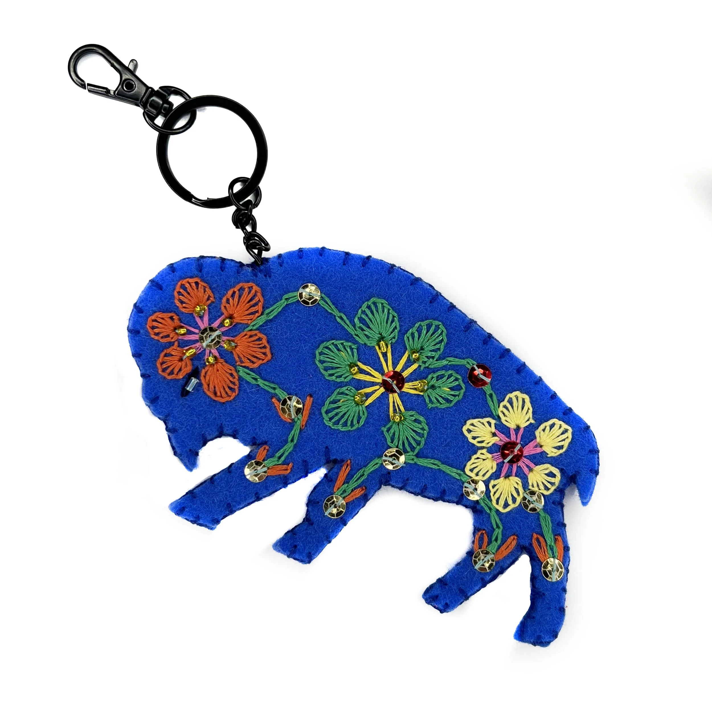 Hand-Embroidered Buffalo Keychain—by Mandari