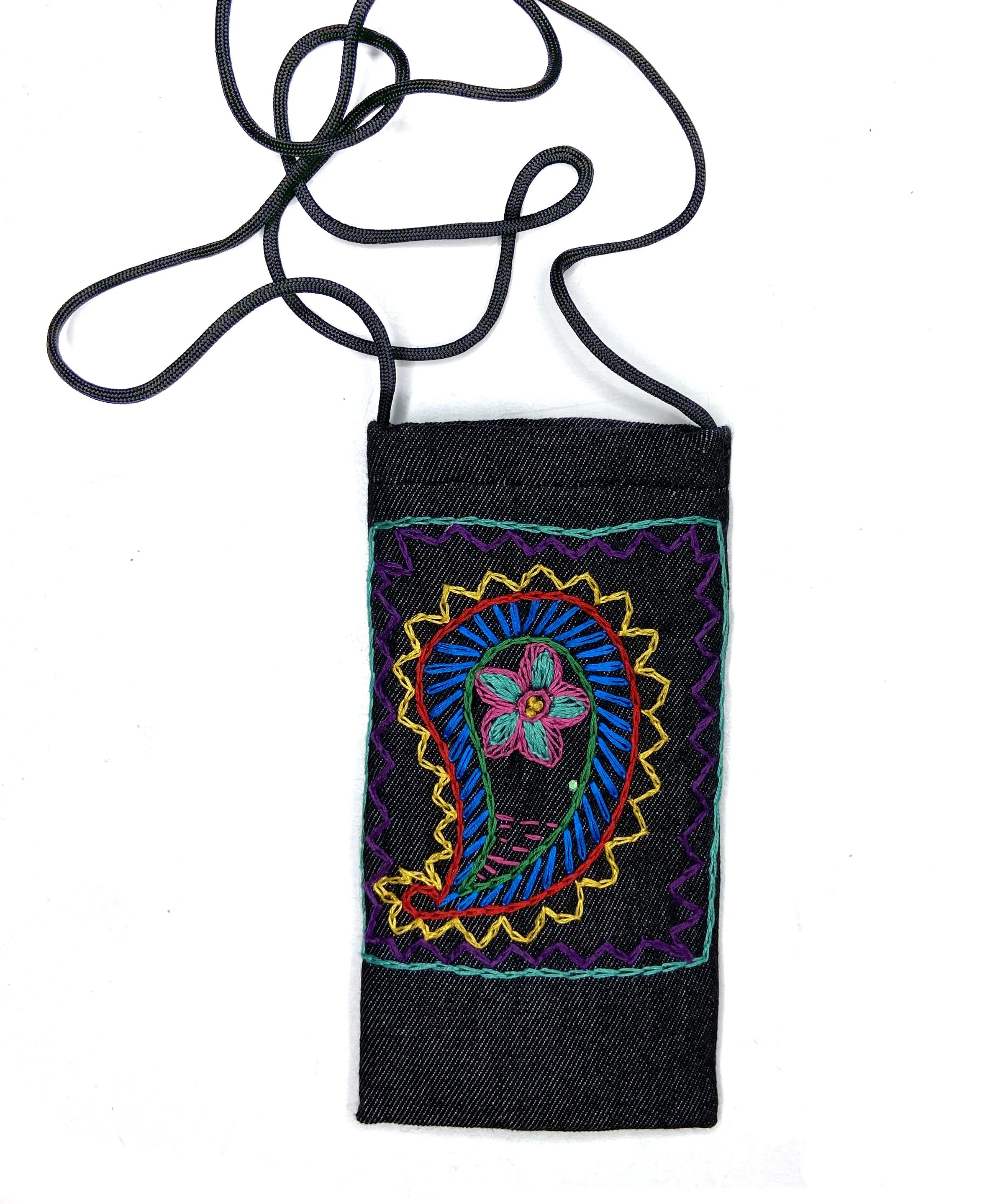 Cell Phone Crossbody Purse—Hand Embroidered by Mandari