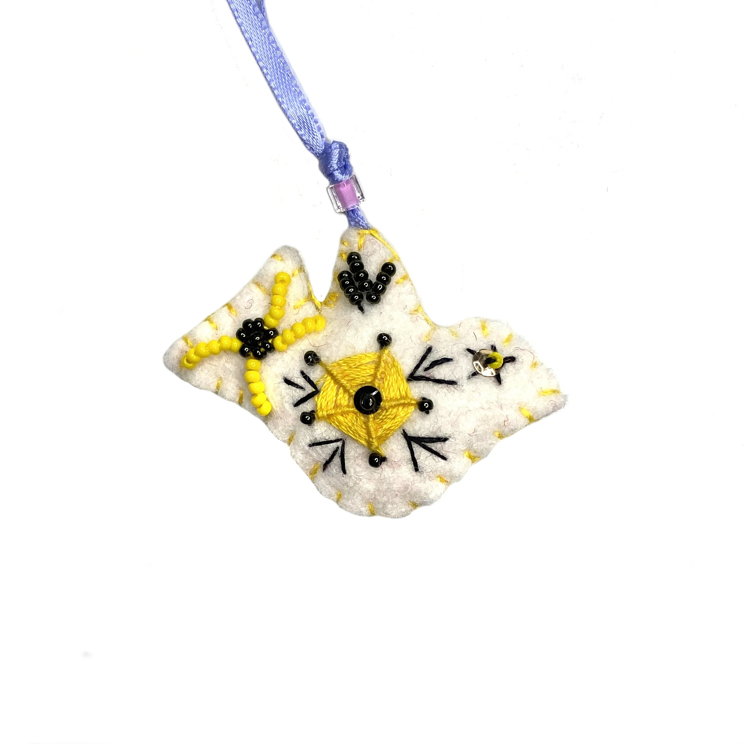 Mini Hand-Embroidered Bird Ornament by Maimana