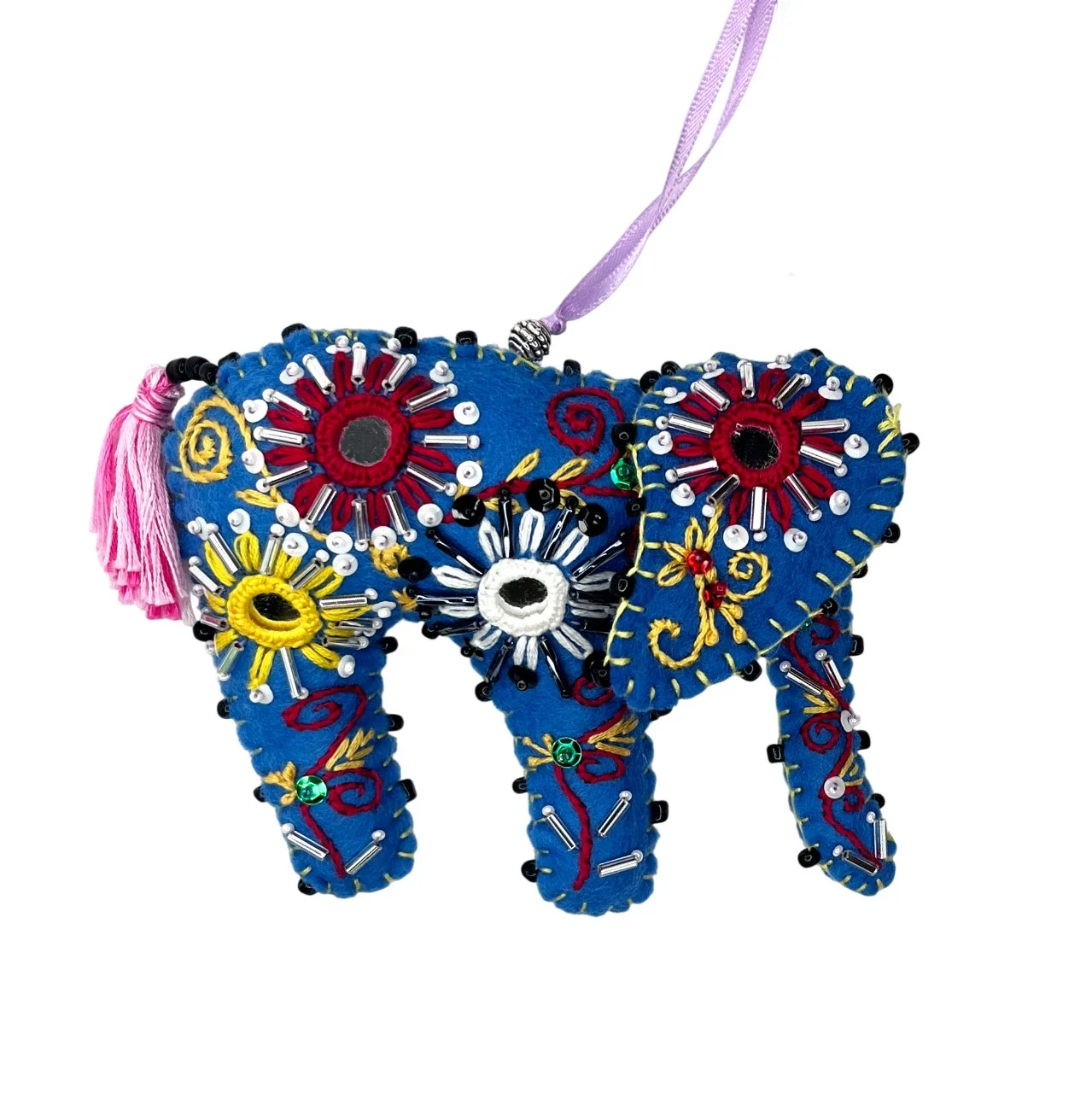 Hand-Embroidered Elephant Ornament by Maimana