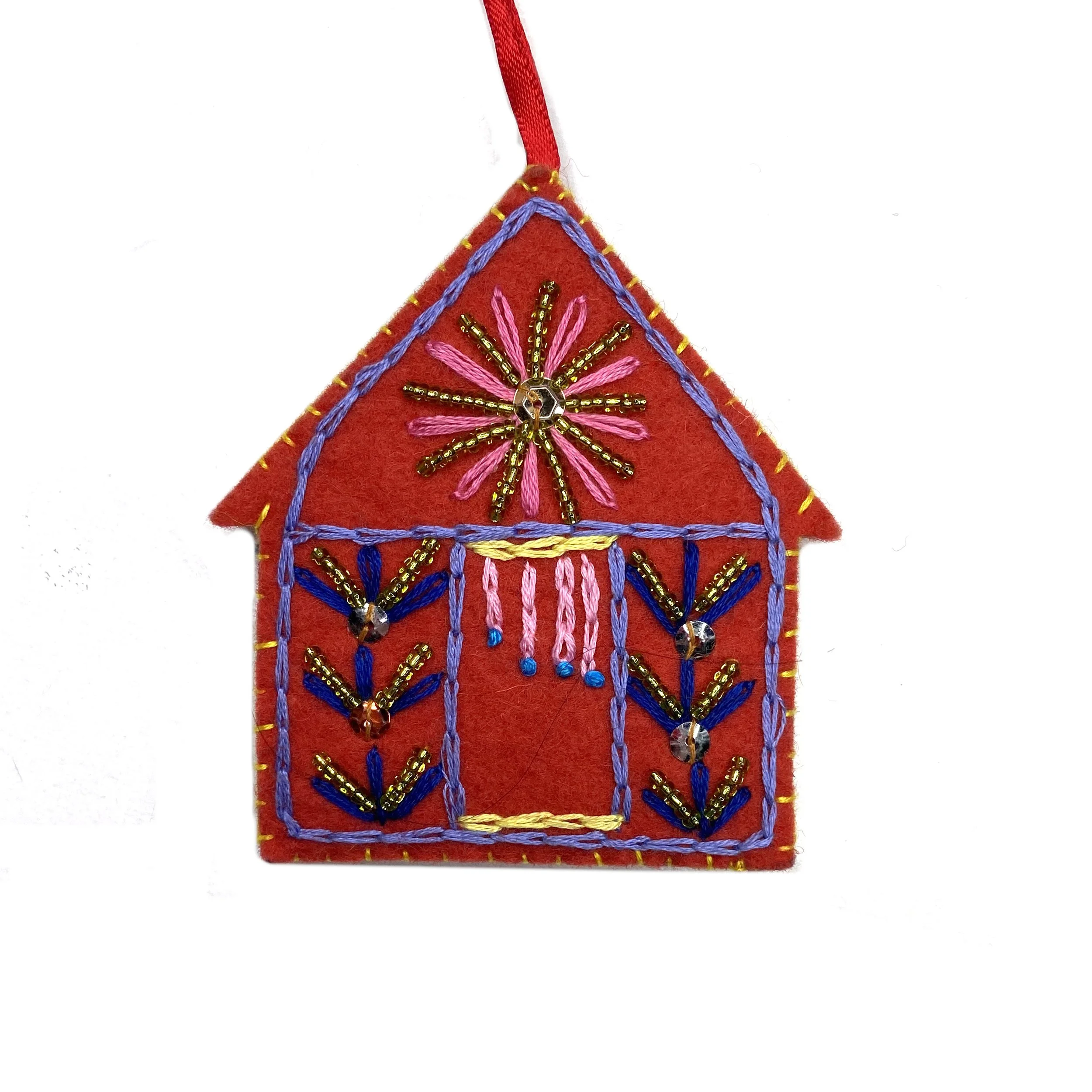 Hand-Embroidered House Ornament by Ser Eh Paw