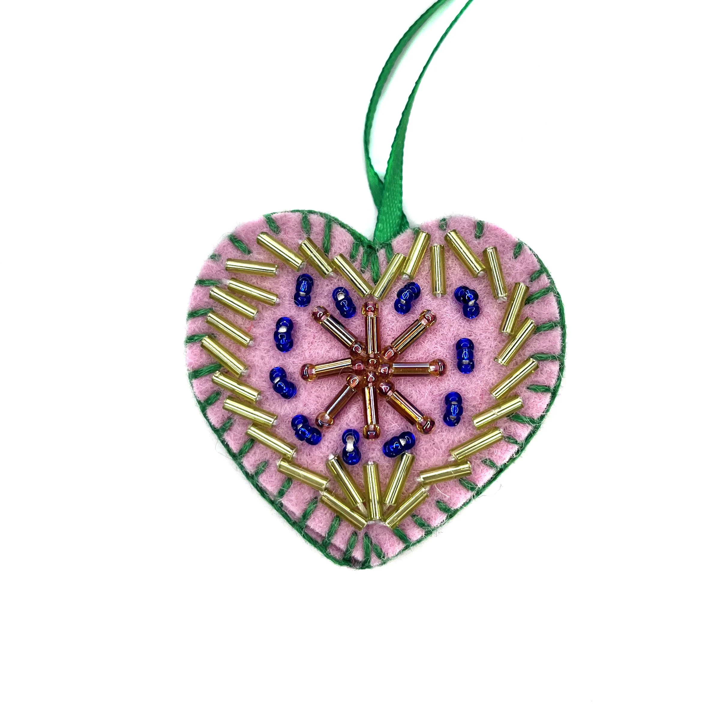 Hand-Embroidered Mini Heart Ornament by  Sheringul