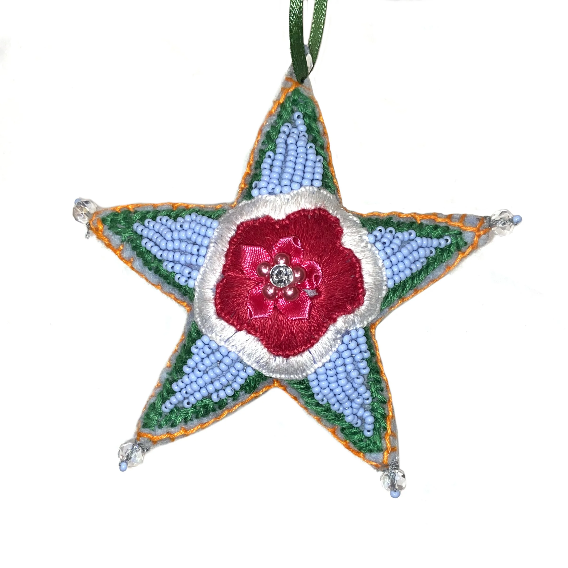 Medium Hand-Embroided Star Ornament by Bibi Sawari