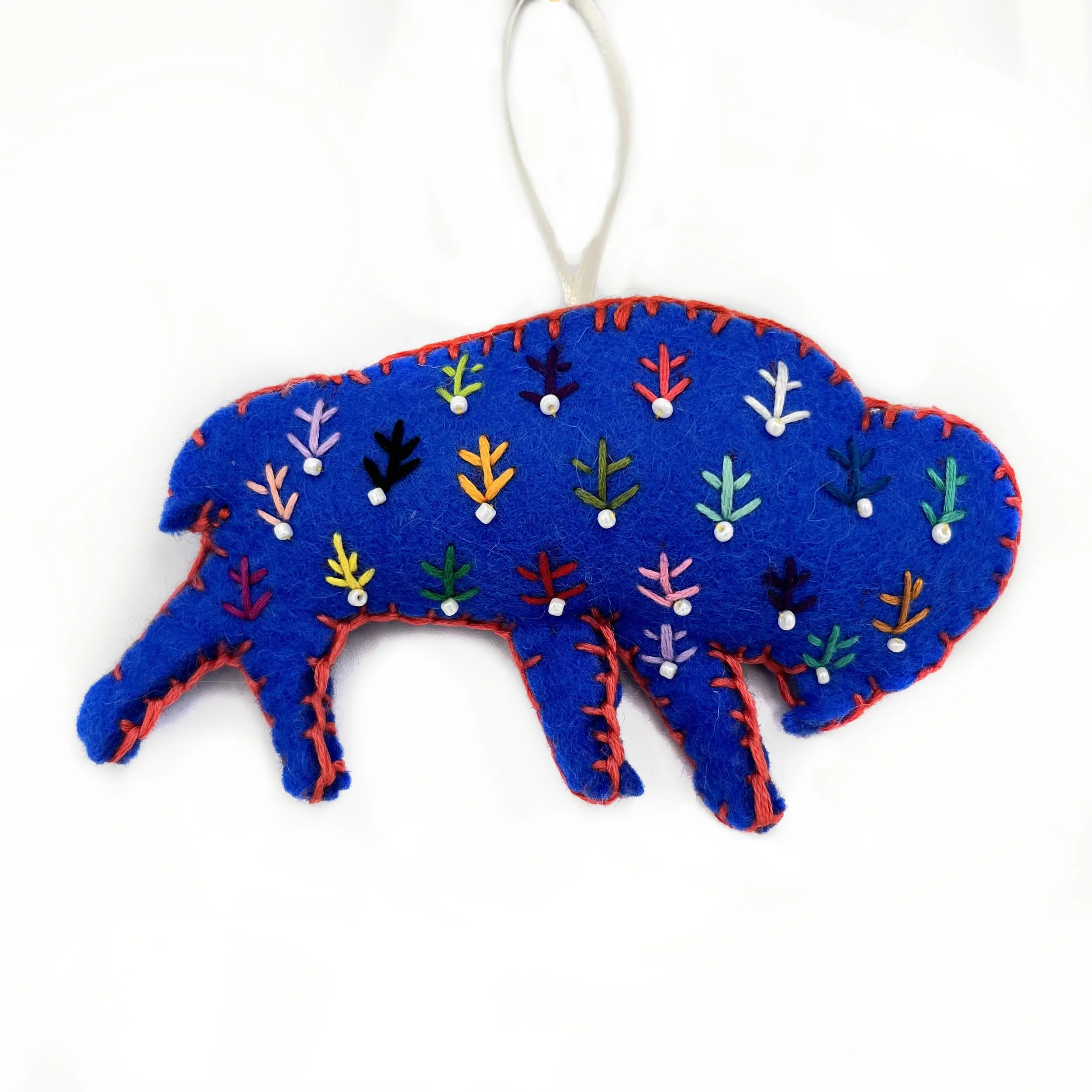 Small Hand-Embroidered Buffalo Ornament by Gulsom