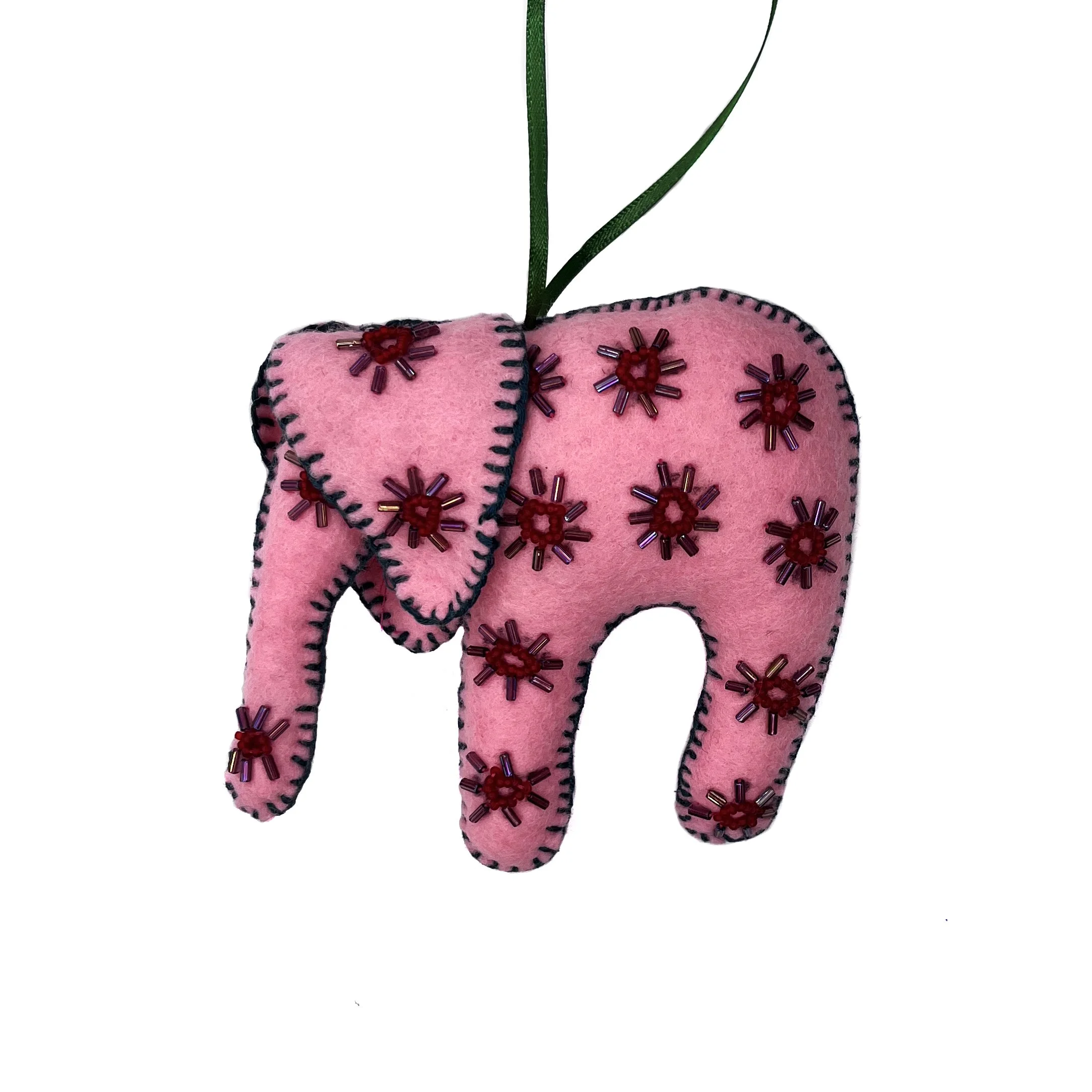 Hand-Embroidered Elephant Ornament by Rohina
