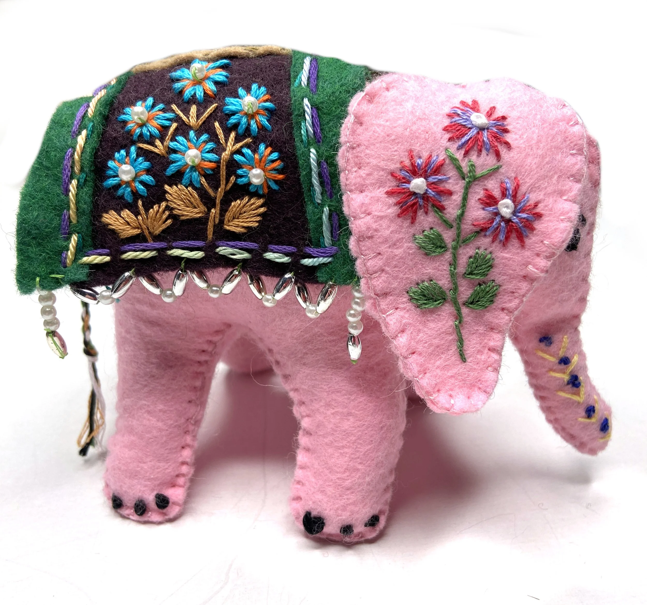 Hand-Embroidered Standing Elephant by Bawk Mai