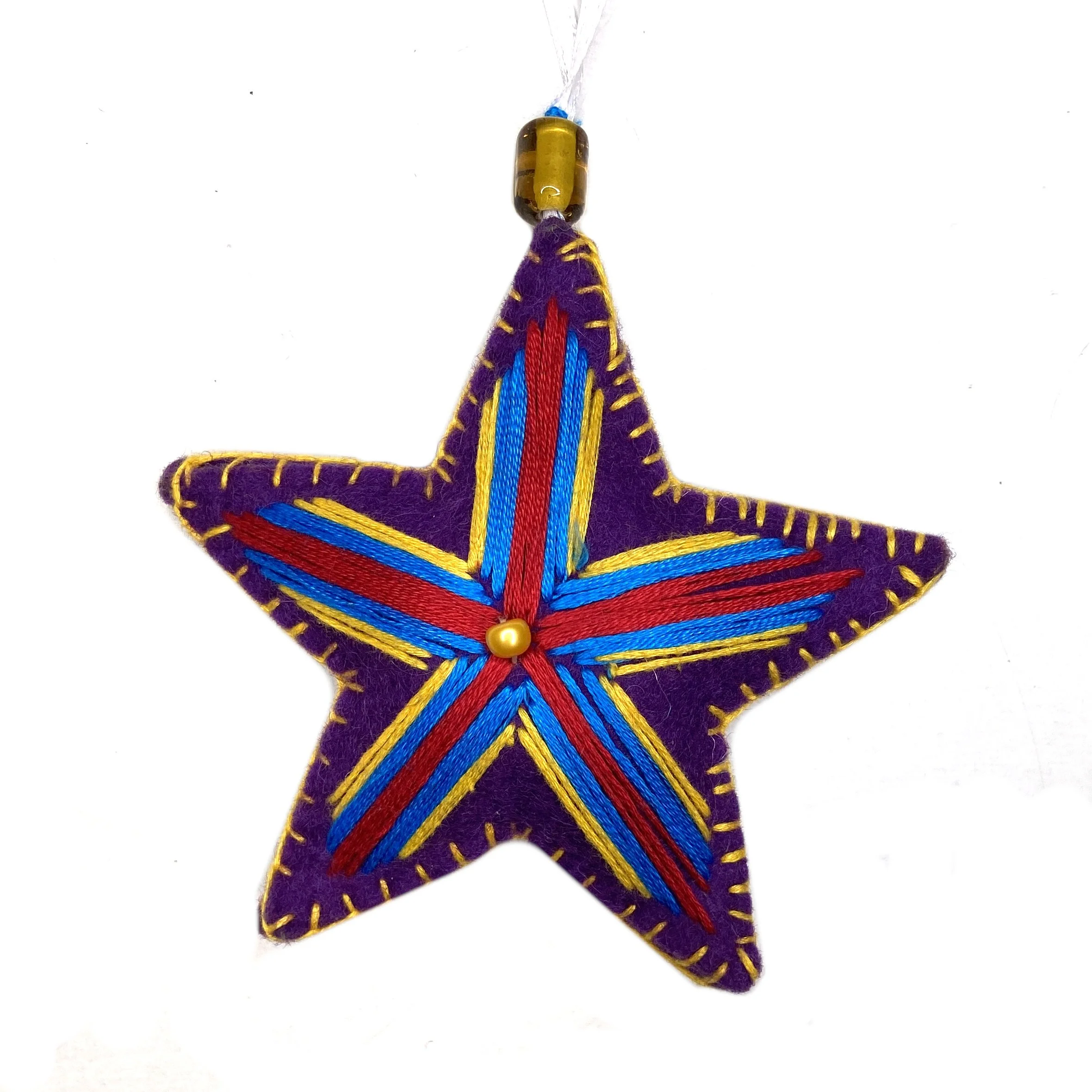 Medium Hand-Embroidered Star Ornament by Gulsom