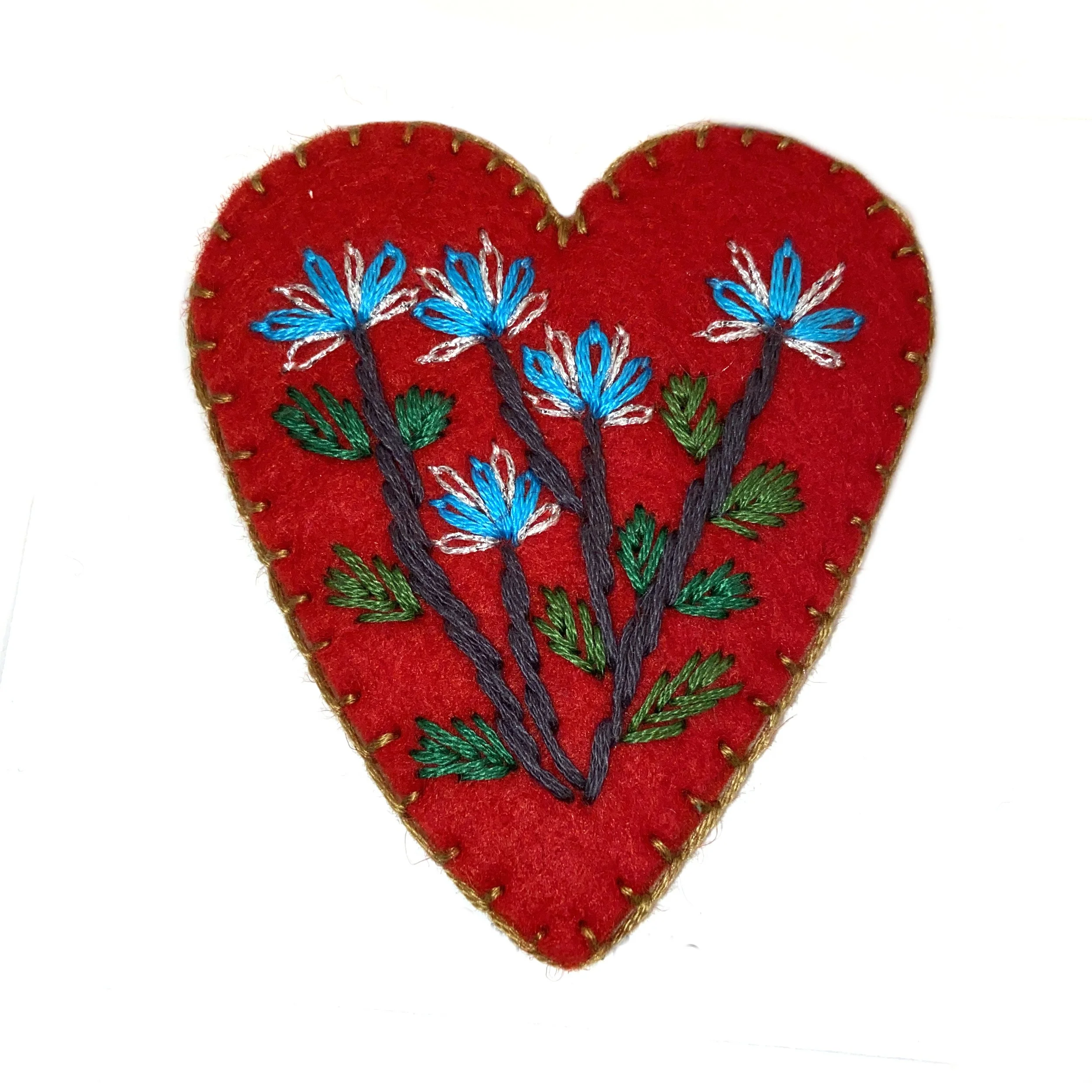 Hand-Embroidered Heart Pin by Judith