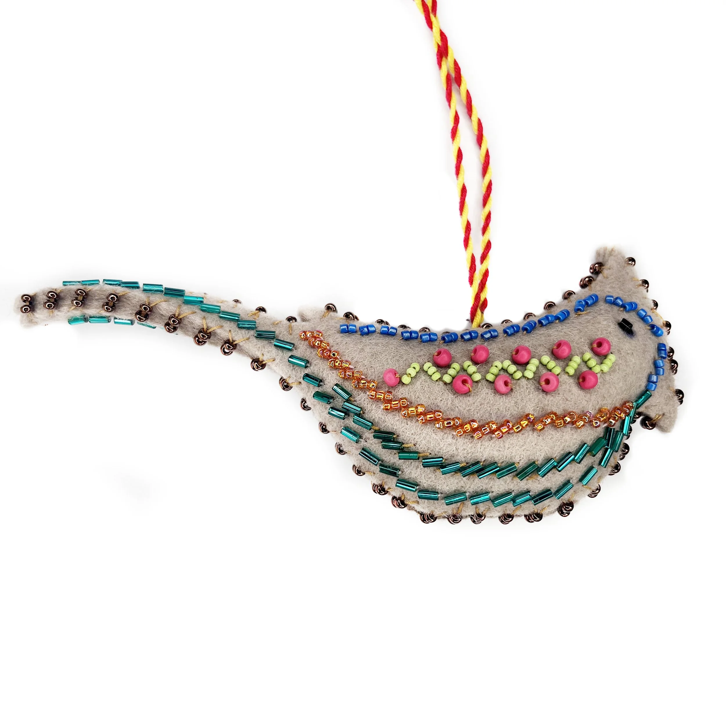 Hand-Embroidered Cardinal Ornament by Sahar