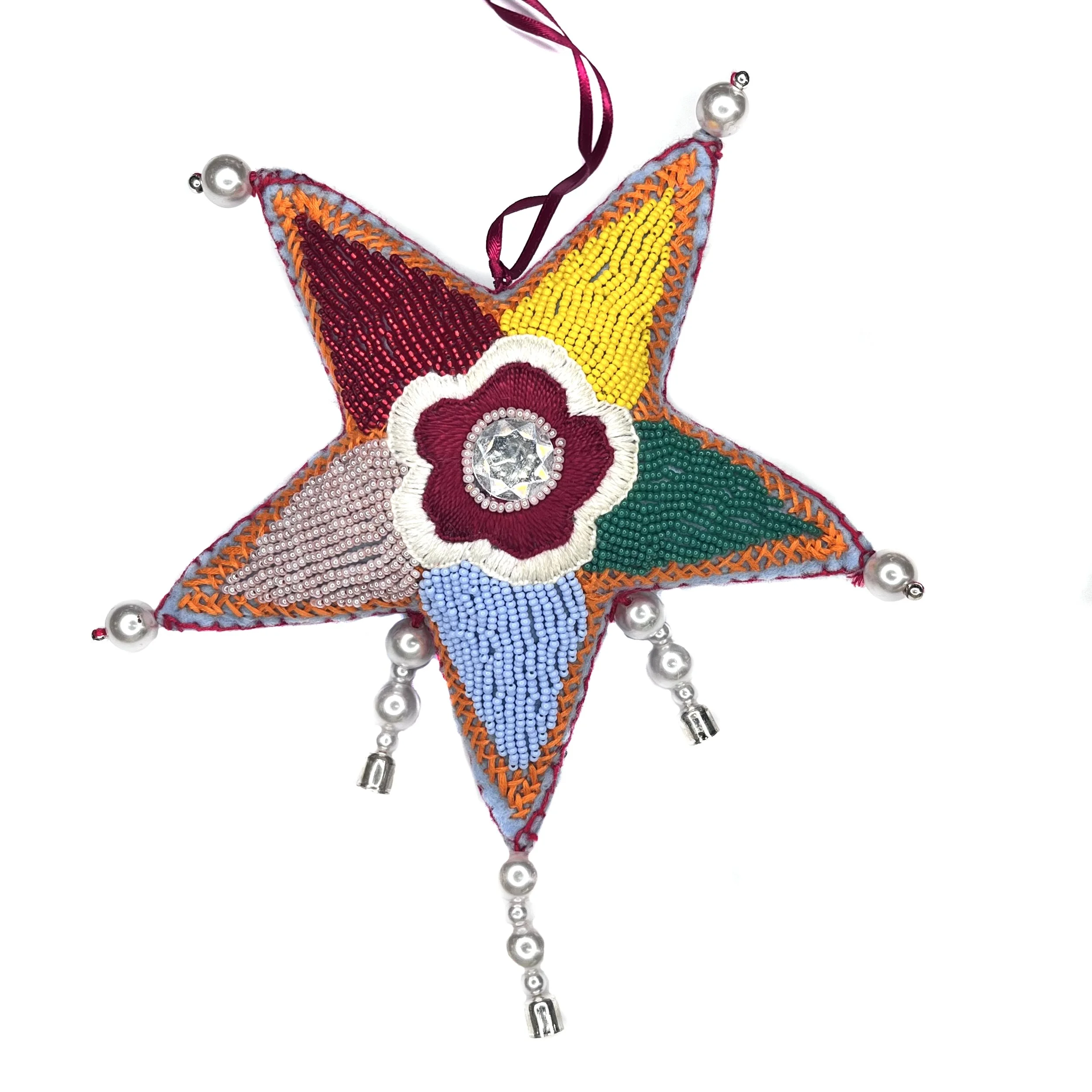 Large Hand-Embroidered Star Ornament by Bibi Sawari