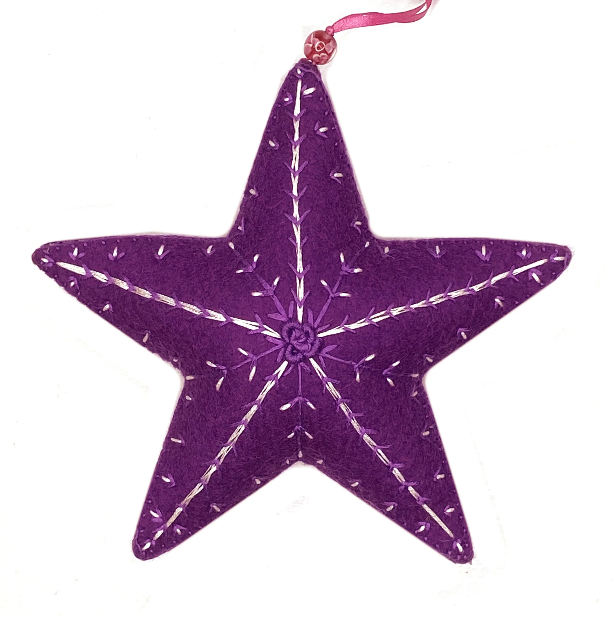 Large Hand-Embroidered Star Ornament by Naw Ma Ooh
