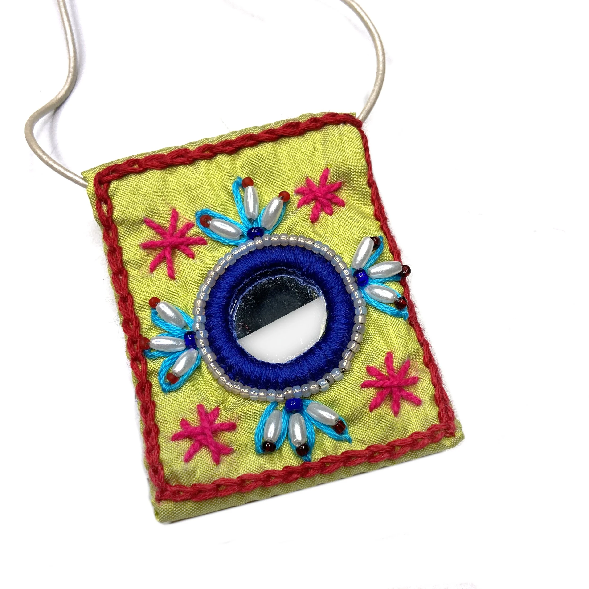 Hand-Embroidered Prayer Pouch Necklace by Bibi Sawari