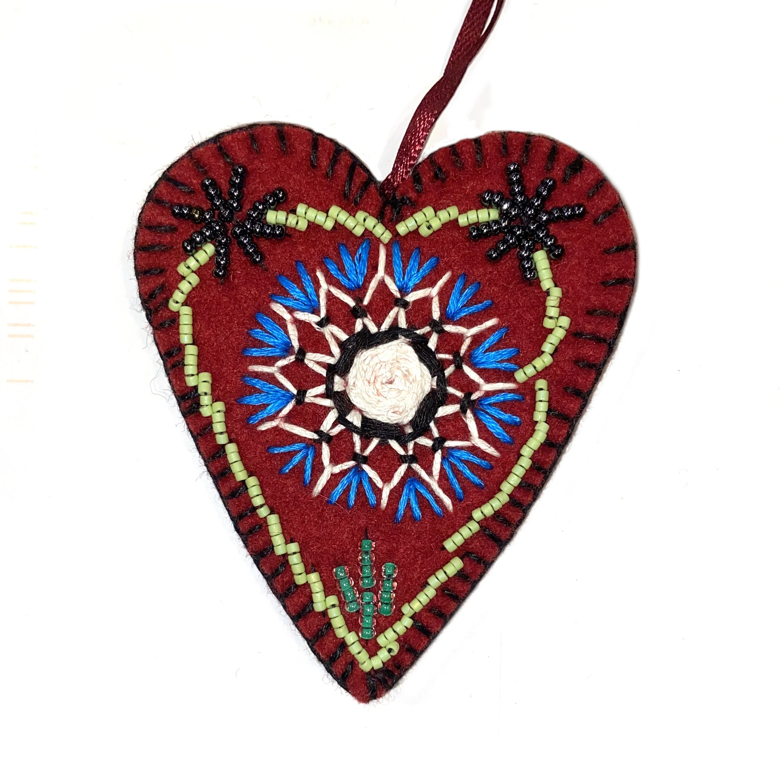 Hand-Embroidered Heart Ornament by Sheringul