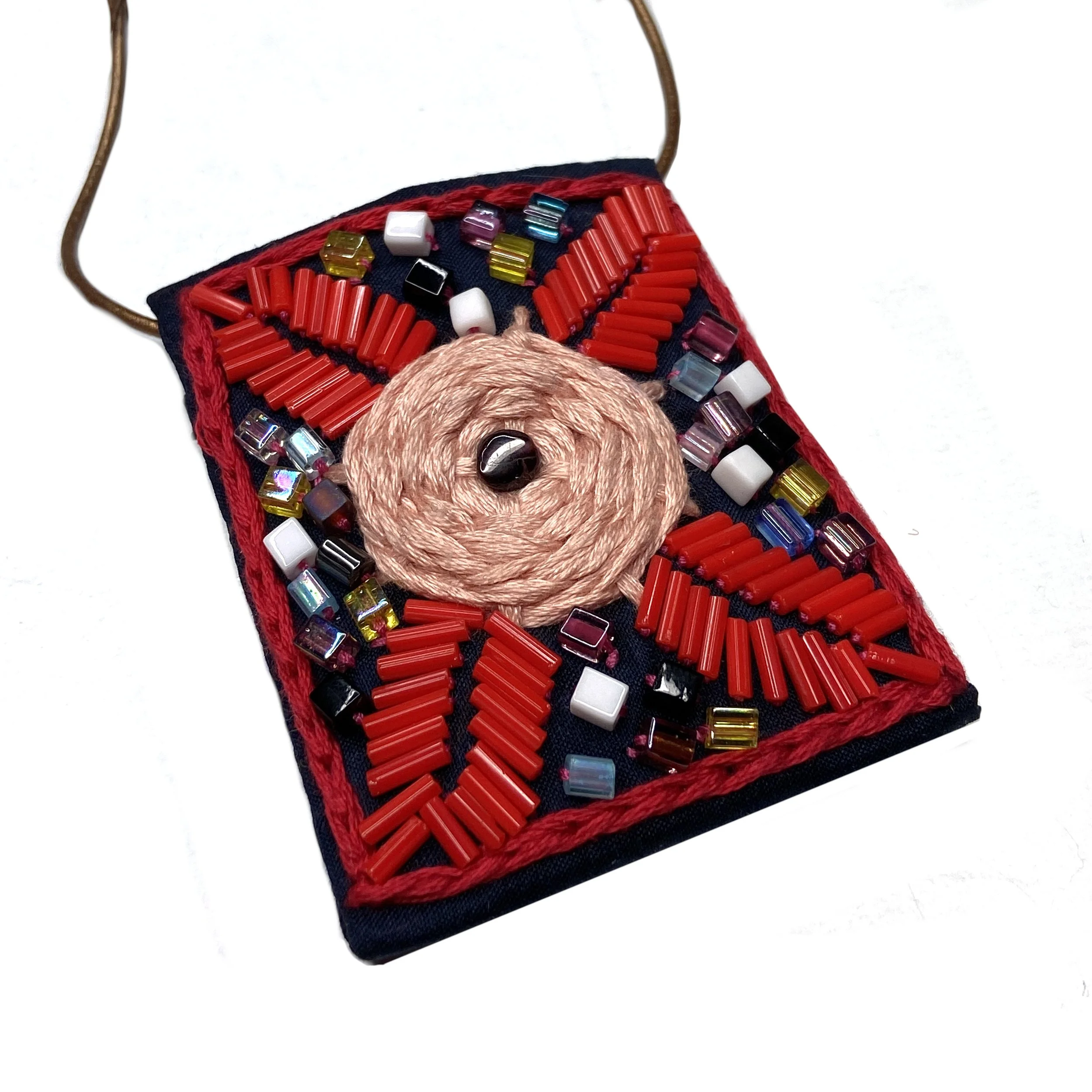 Hand-Embroidered Prayer Pouch Necklace by Rohina