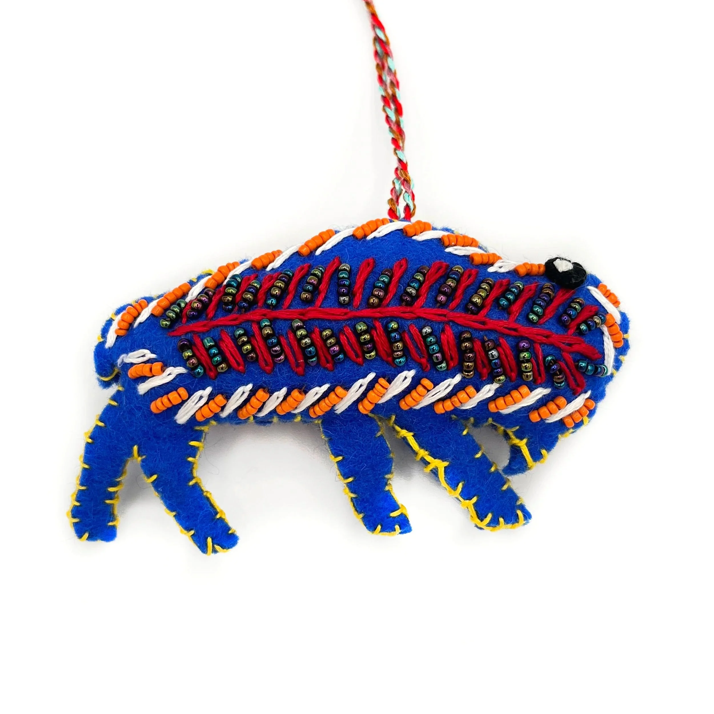 Small Hand-Embroidered Buffalo Ornament by Tila