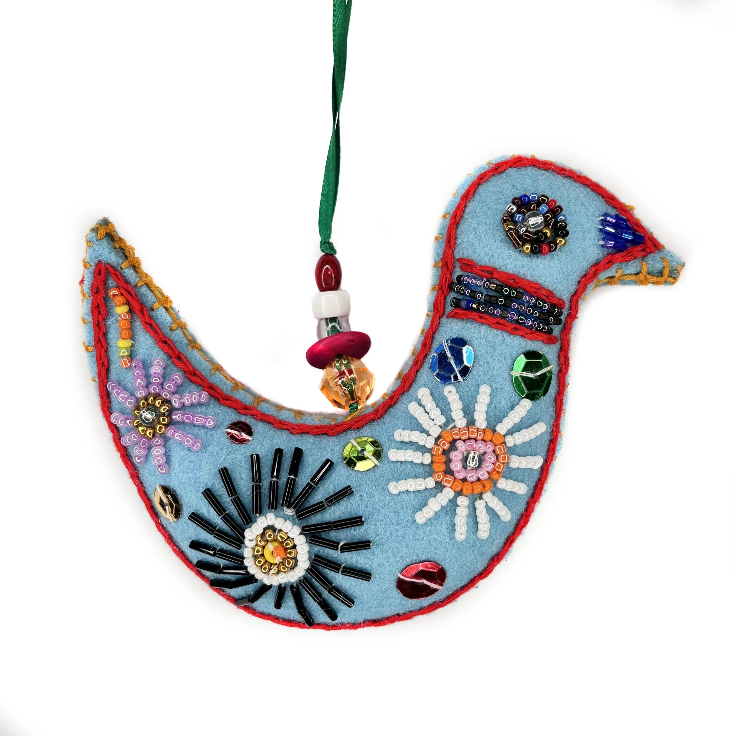 Hand-Embroidered Dove Ornament by Deo Kami