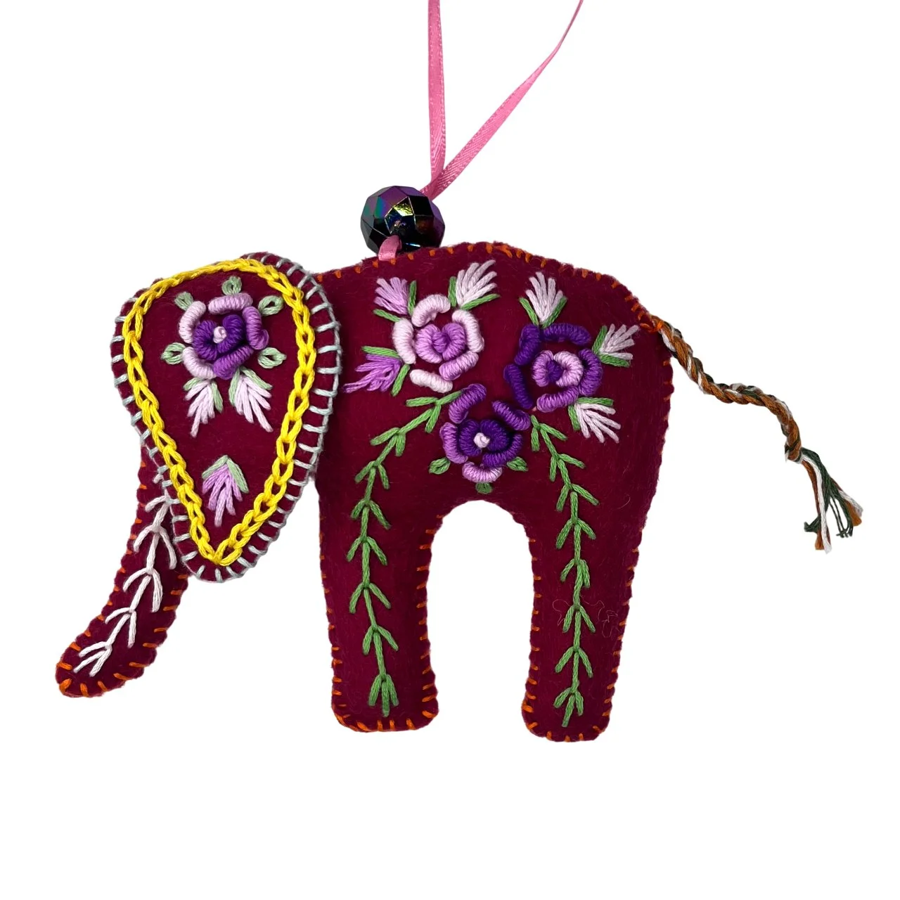 Hand-Embroidered Elephant Ornament by Lung
