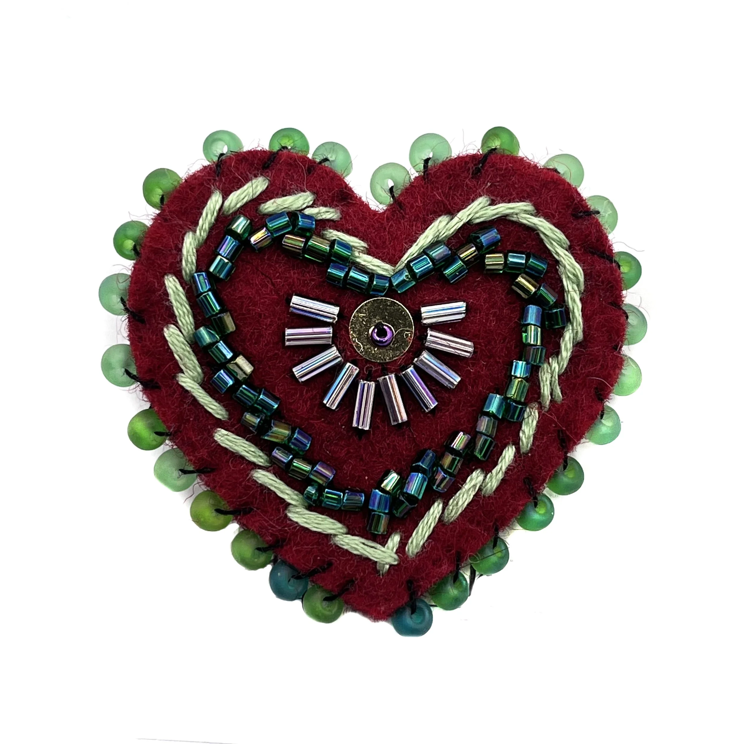 Hand-Embroidered Mini Heart Pin by Sana