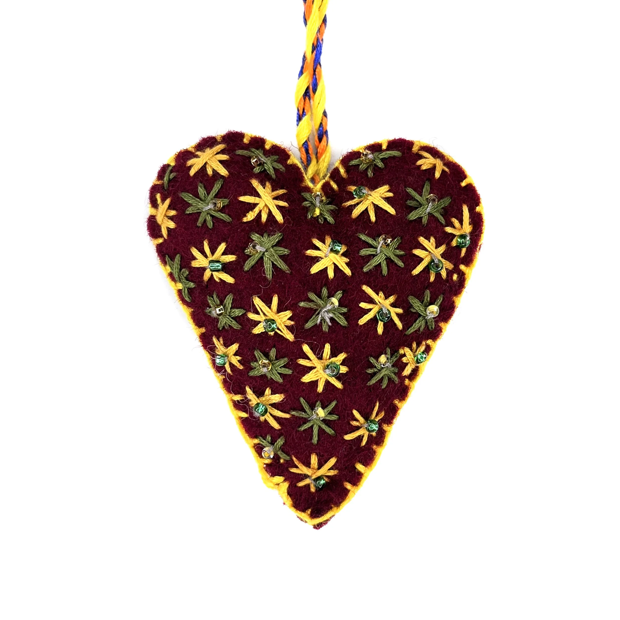 Hand-Embroidered Heart Ornament by Gulsom