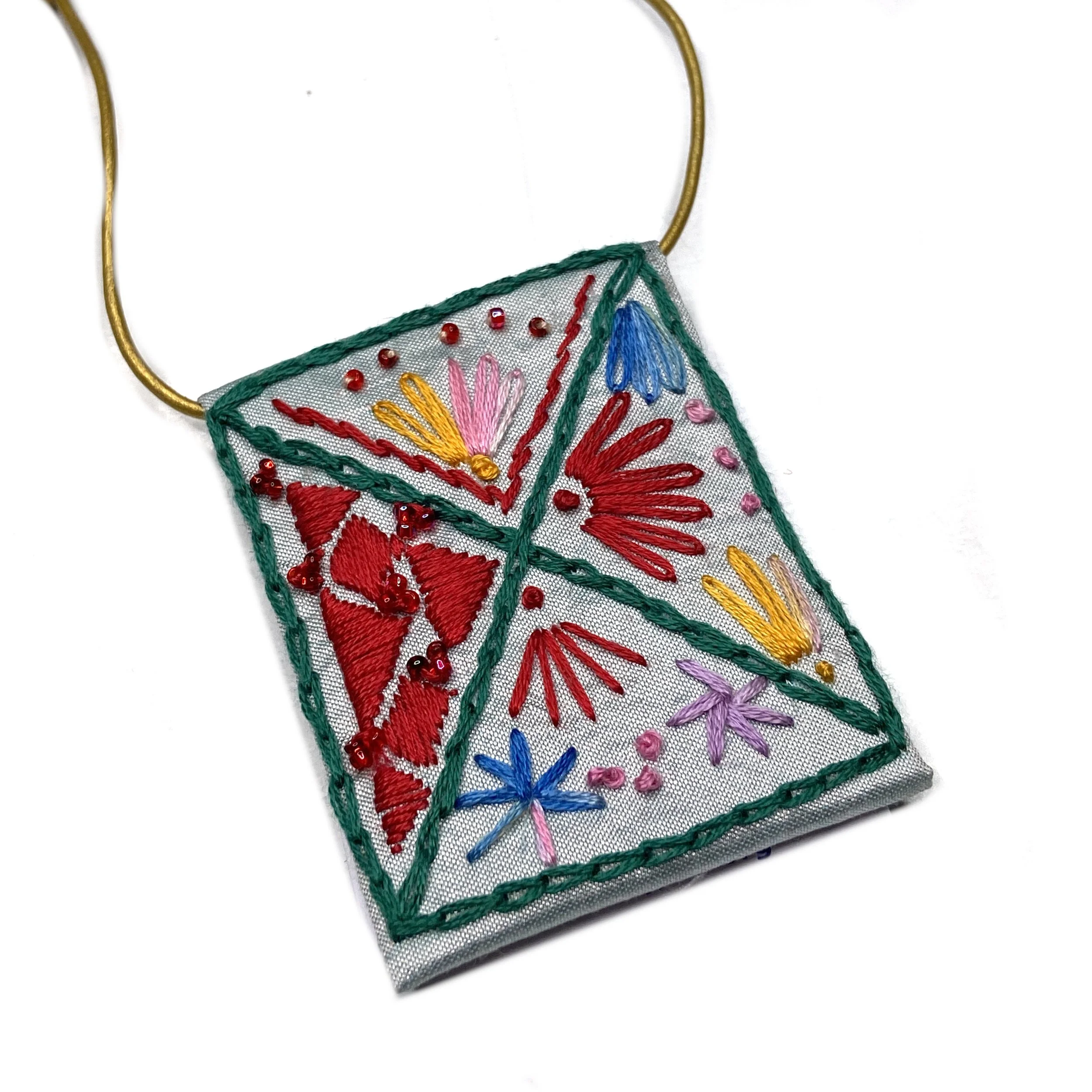 Hand-Embroidered Prayer Pouch Necklace by Asifa