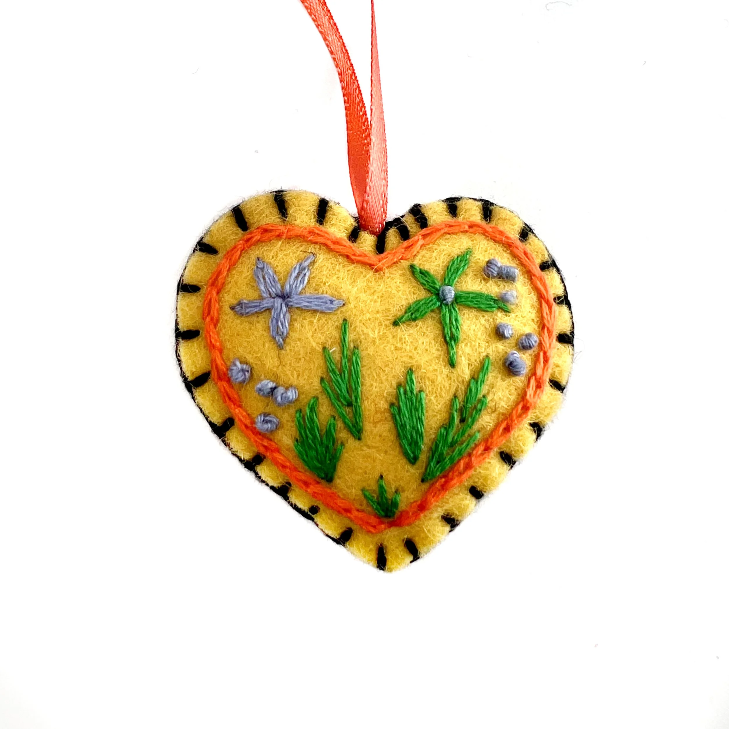 Hand-Embroidered Mini Heart Ornament by Hta Mai Nin