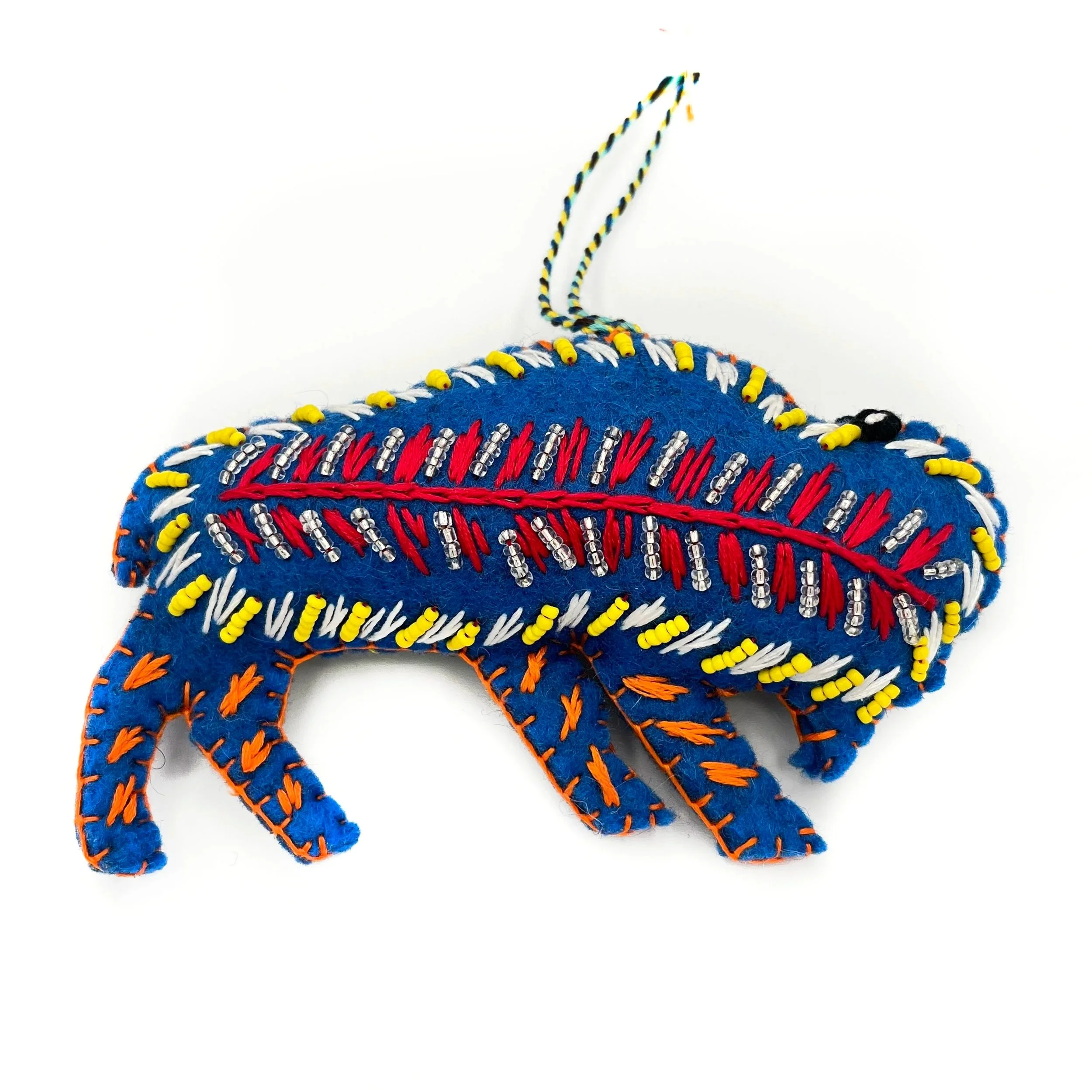 Large Hand-Embroidered Buffalo Ornament by Tila
