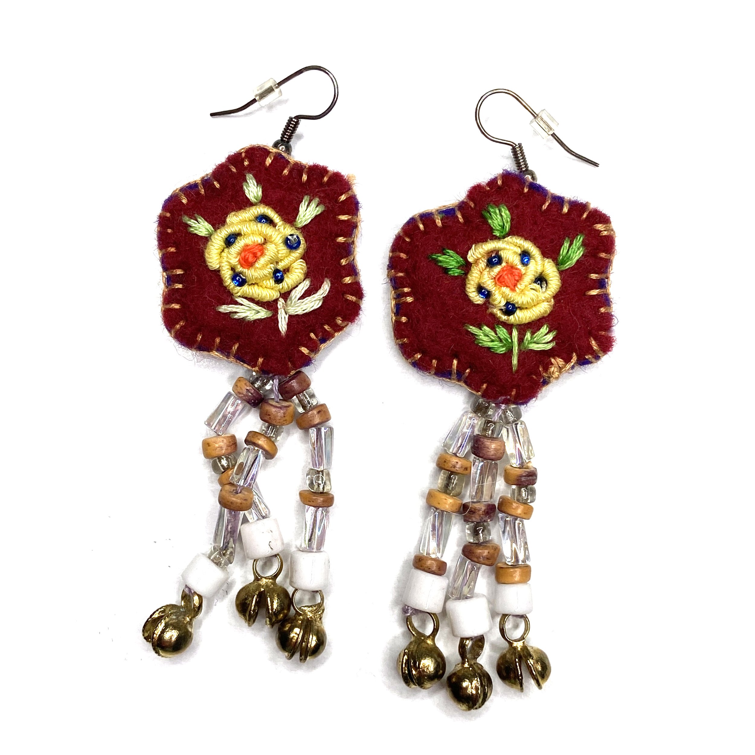 Hand-Embroidered Earrings by Mandari