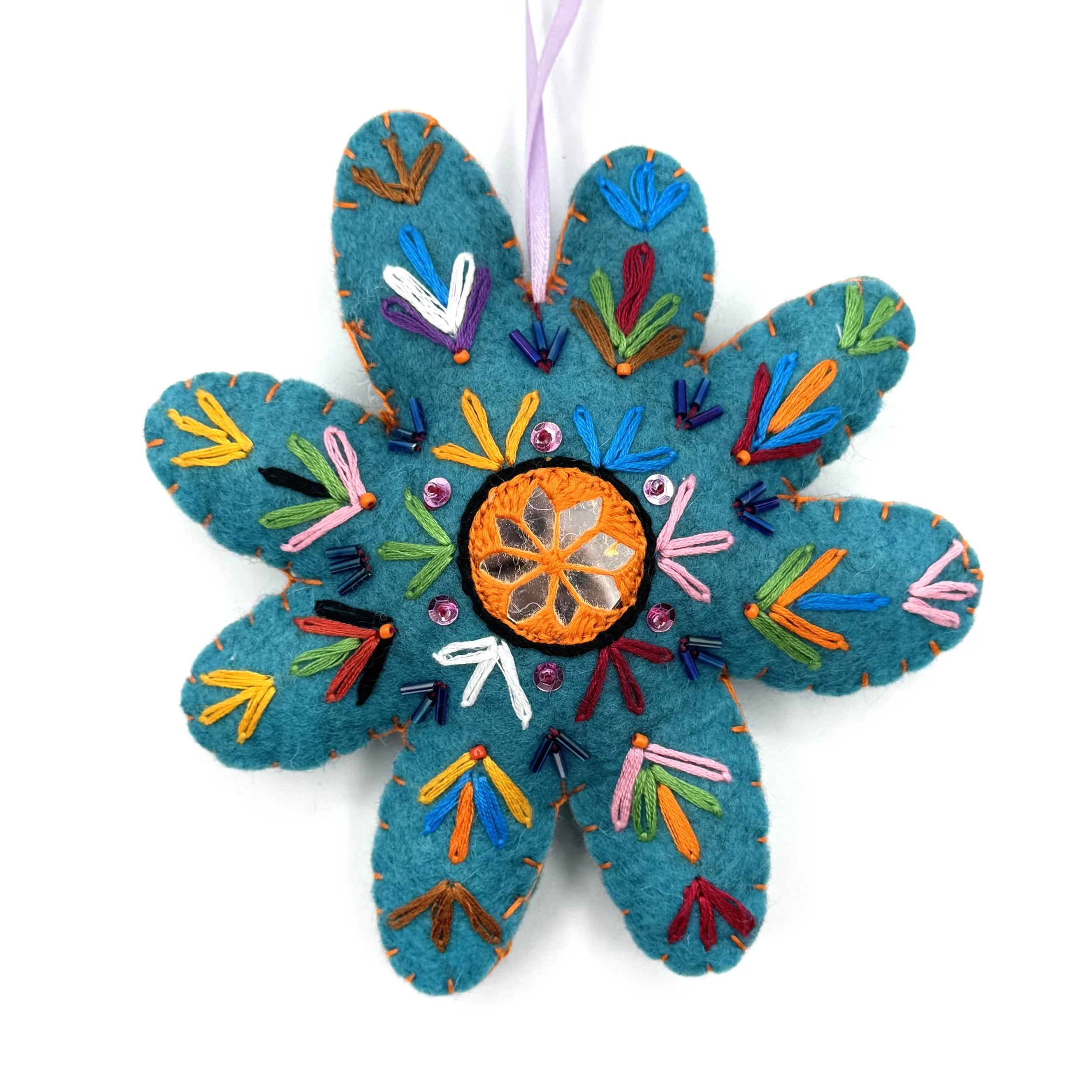 Hand-Embroidered Flower Ornament by Malaya
