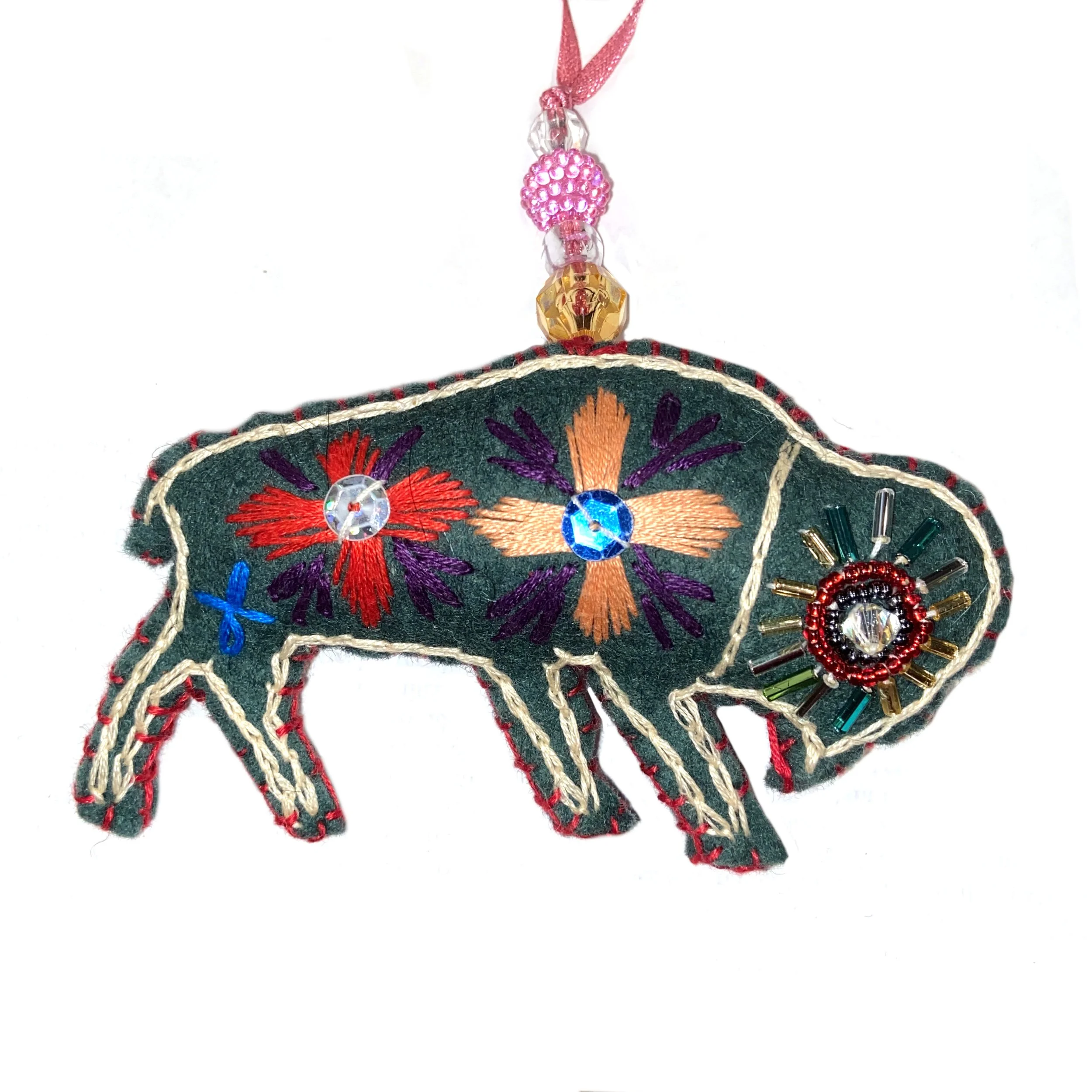 Hand-Embroidered Buffalo Ornament by Deo Kami