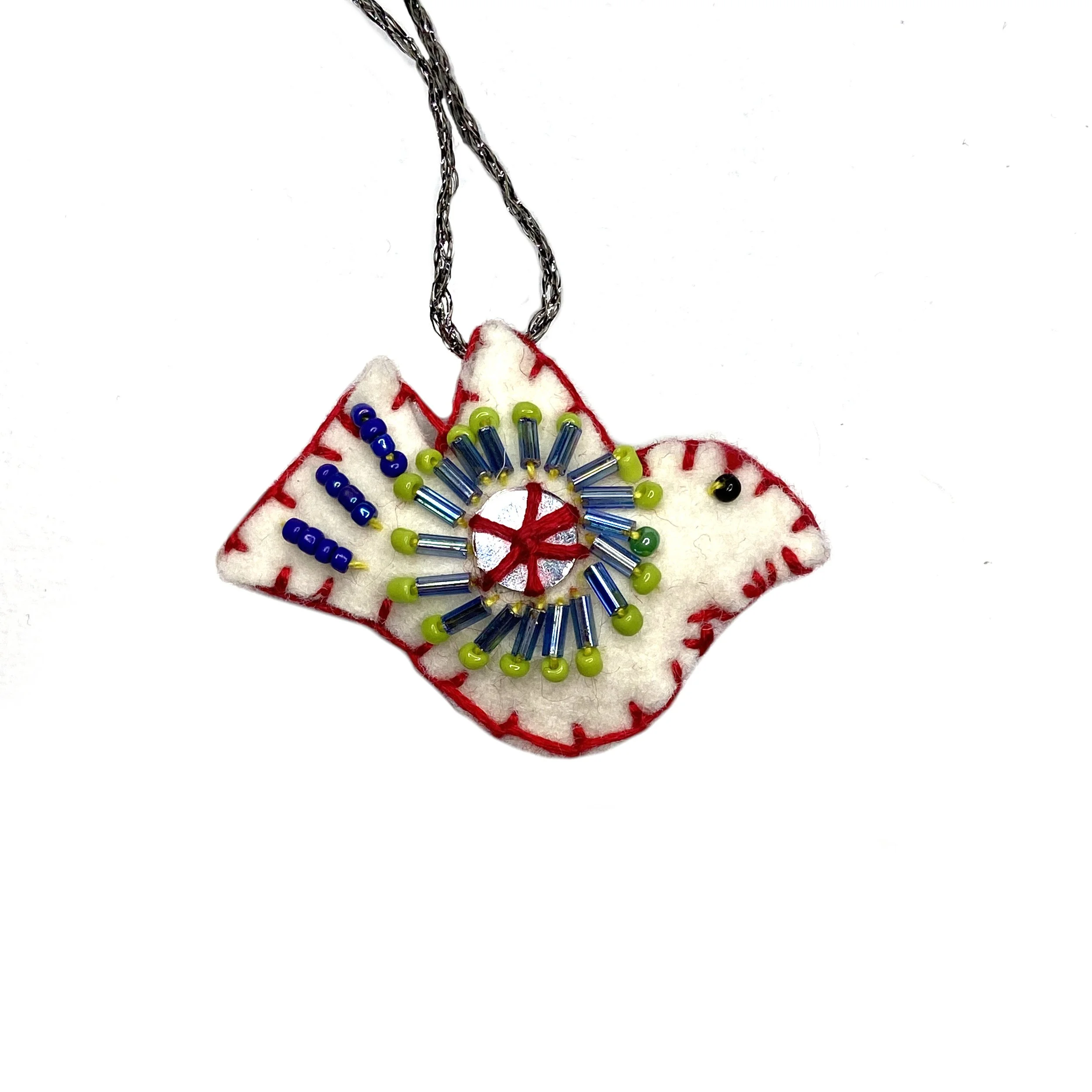 Mini Hand-Embroidered Bird Ornament by Frestha