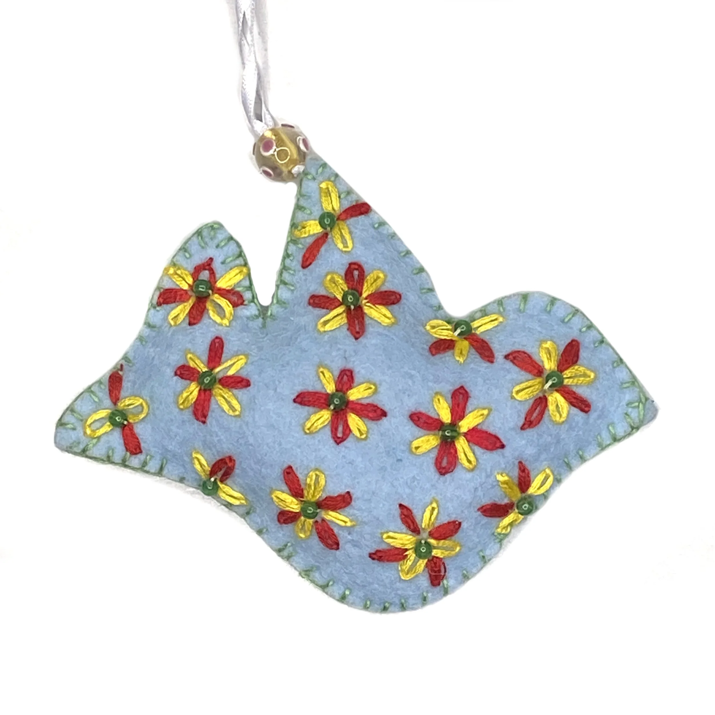 Hand-Embroidered Bird Ornament by Gulsum