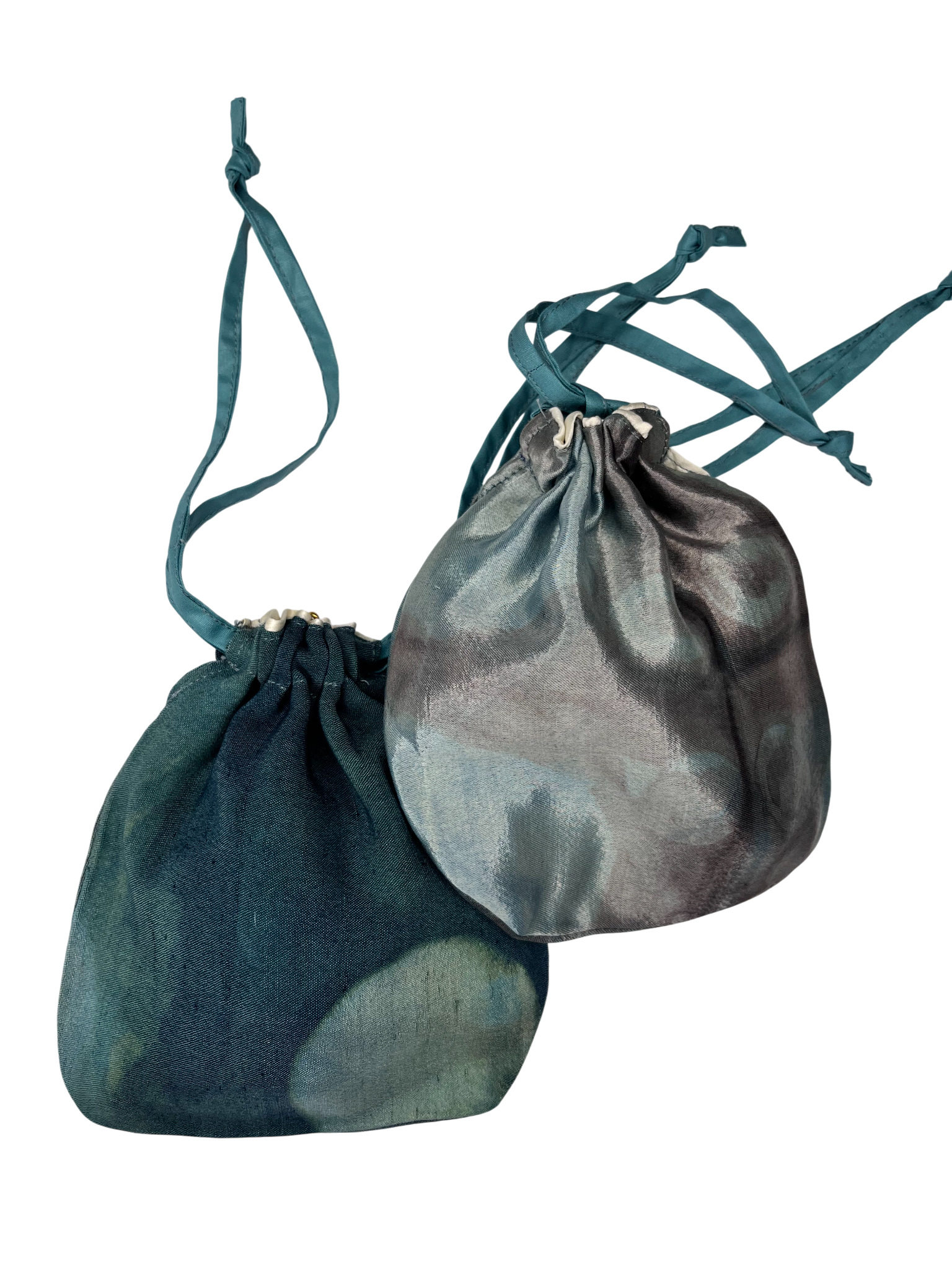 Silk Dyed Indigo Drawstring Pouches (Single Pouch)