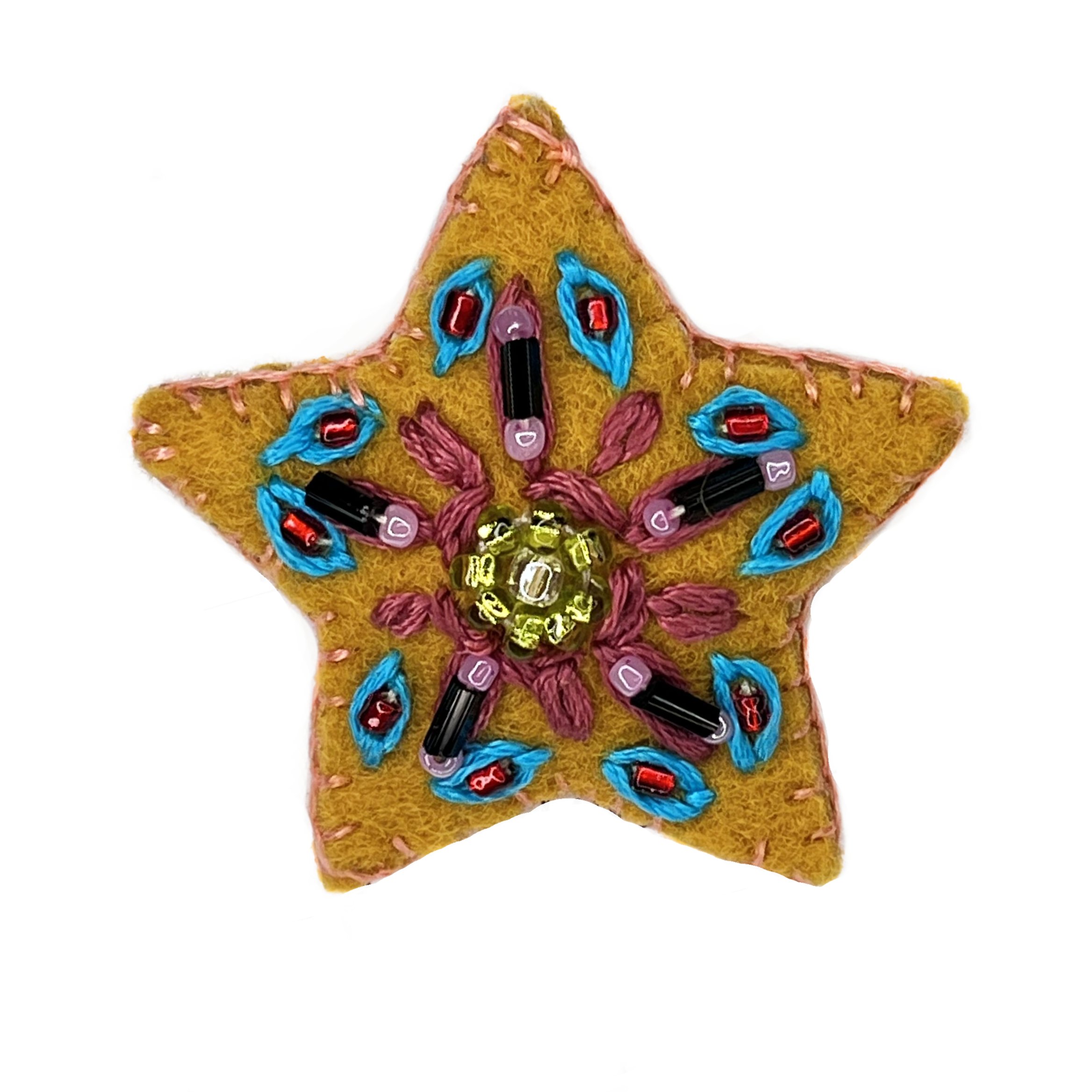 Hand-Embroidered Mini Star Pin by Mandari Budhi Rai