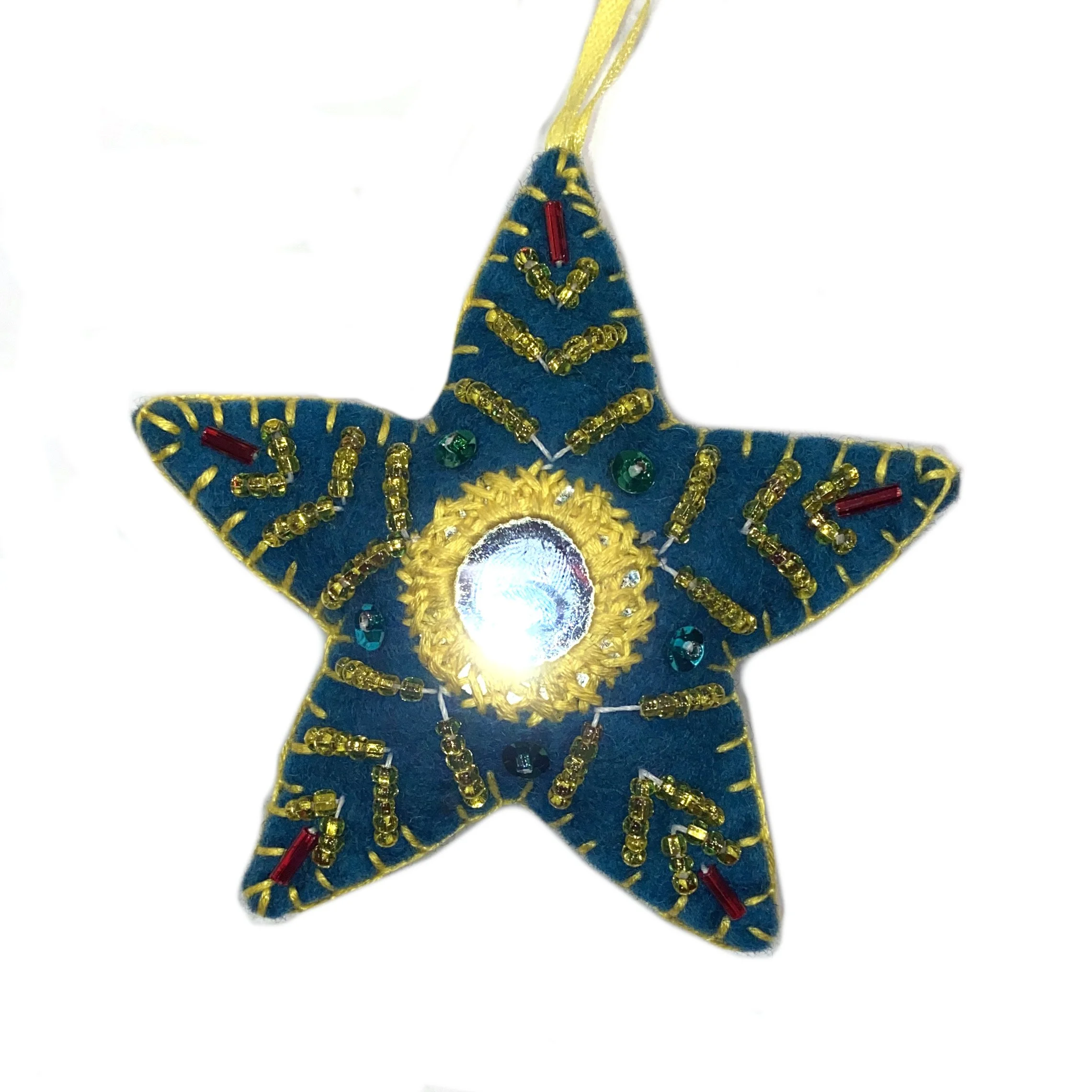 Medium Hand-Embroided Star Ornament by Mahjabin