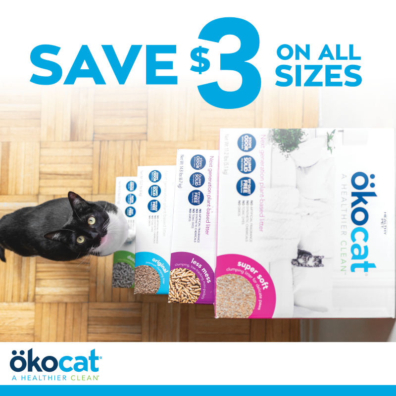 Okocat | $3.00 OFF Okocat Litter. Offer Valid 02/01/2024 to 07/31/2024