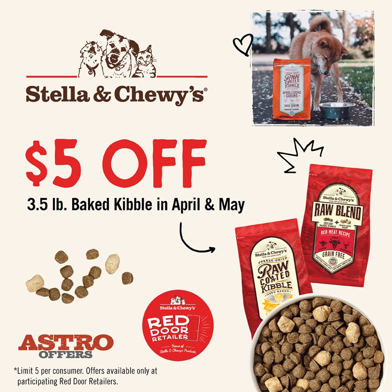 Stella &amp; Chewy's | $5.00 OFF 3.5lb Dog Kibble. Offer Valid 5/1/24 - 6/30/24