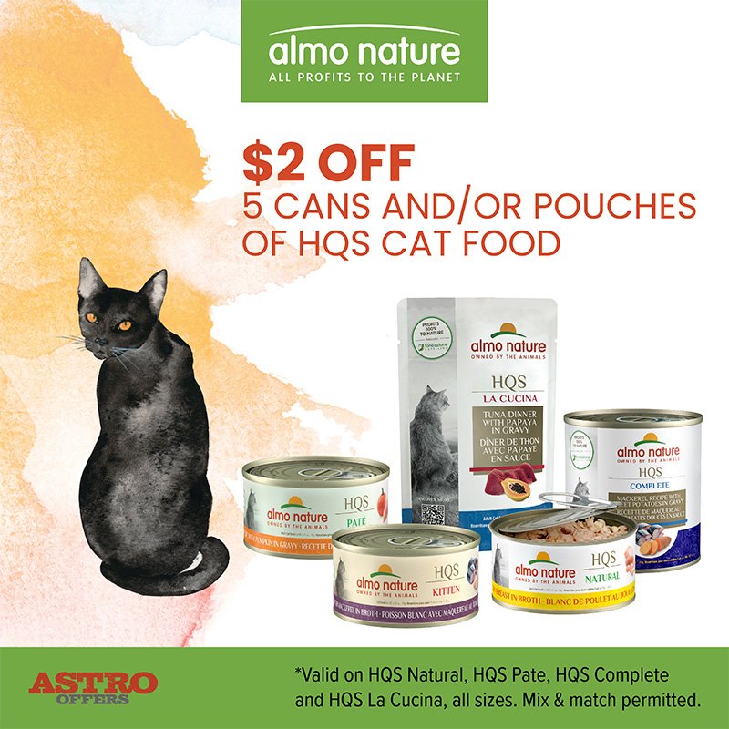 Almo Nature | $2.00 OFF 5 HQS Wet Cat Food Cans &amp; Pouches