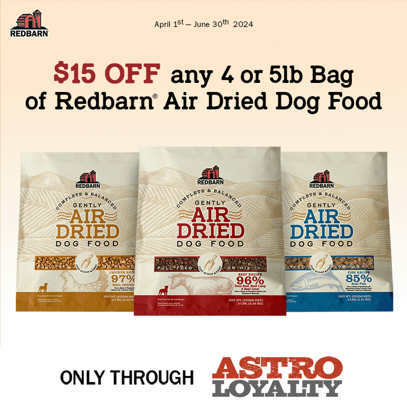 Redbarn | $15.00 OFF 4-5lb Bags of Air Dried Food