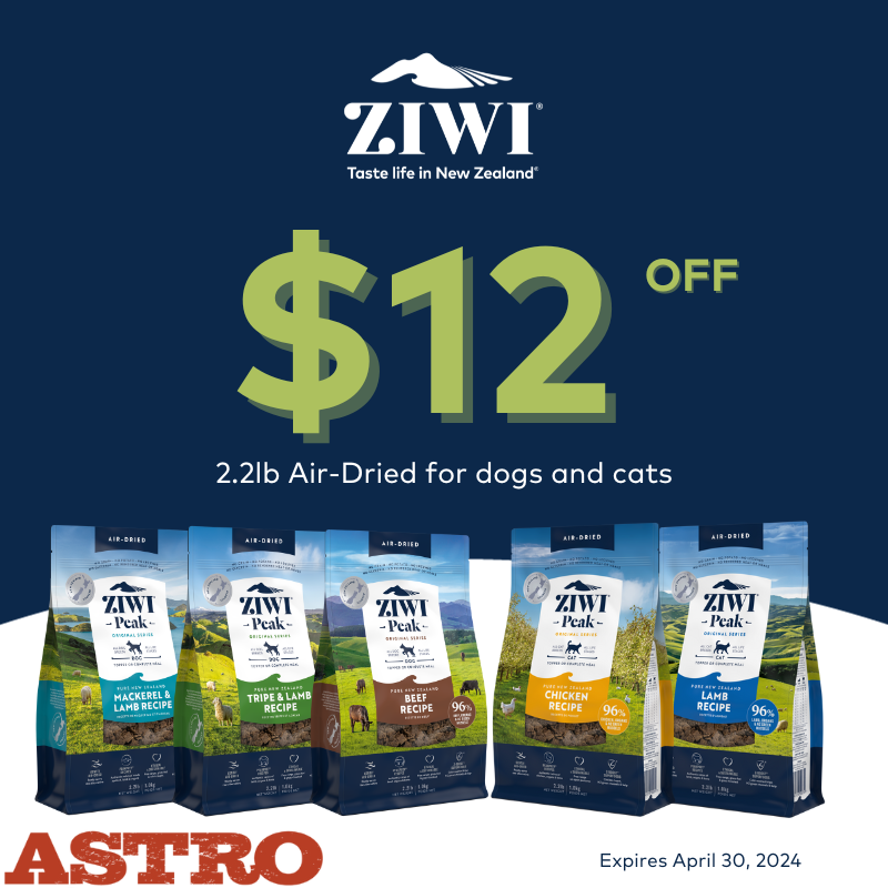 ZIWI | Save $12.00 on all 2.2lb Air-Dried Recipes for Dogs and Cats.