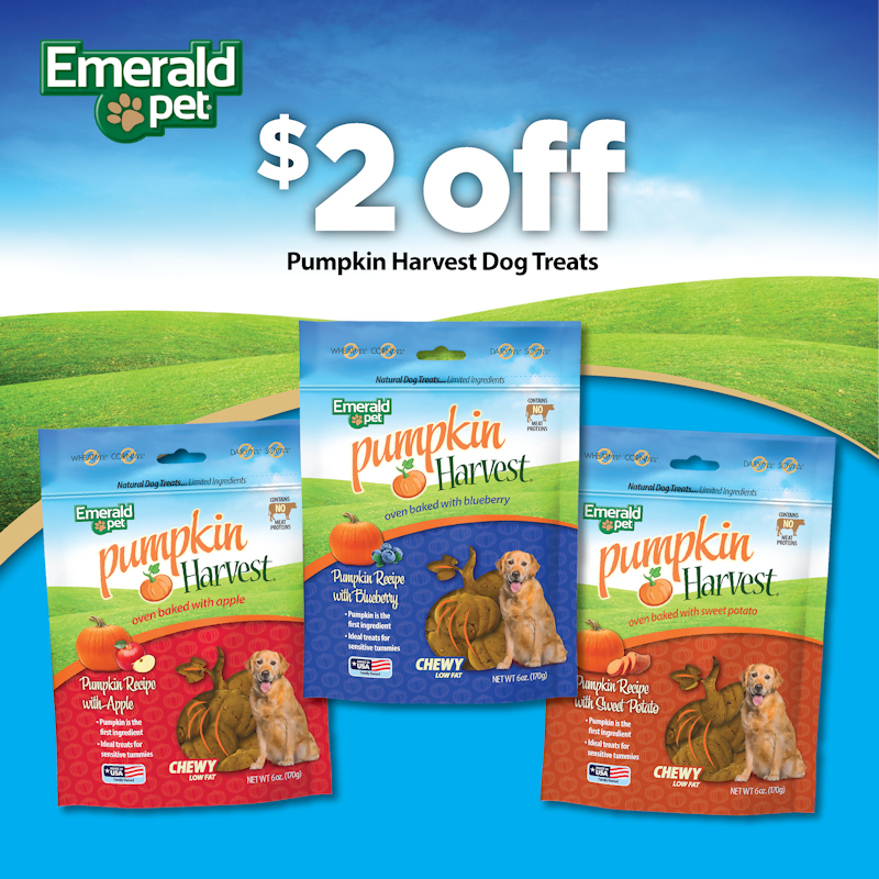 Emerald Pet | $2.00 OFF Pumpkin Harvest Chewy Dog Treats