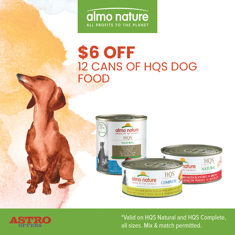 Almo Nature | $6.00 OFF 12 Cans of HQS Wet Dog Food. Offer Valid 05/01/2024 to 08/31/2024