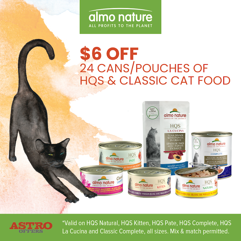 Almo Nature | $6.00 OFF 24 HQS &amp; Classic Wet Cat Food Cans or Pouches. Offer Valid 05/01/2024 to 08/31/2024