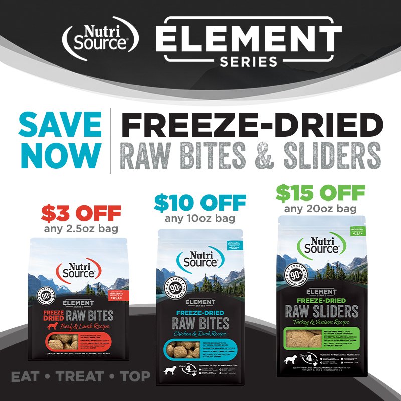 NutriSource | Dollars $3-$15 OFF Element Series Freeze-Dried