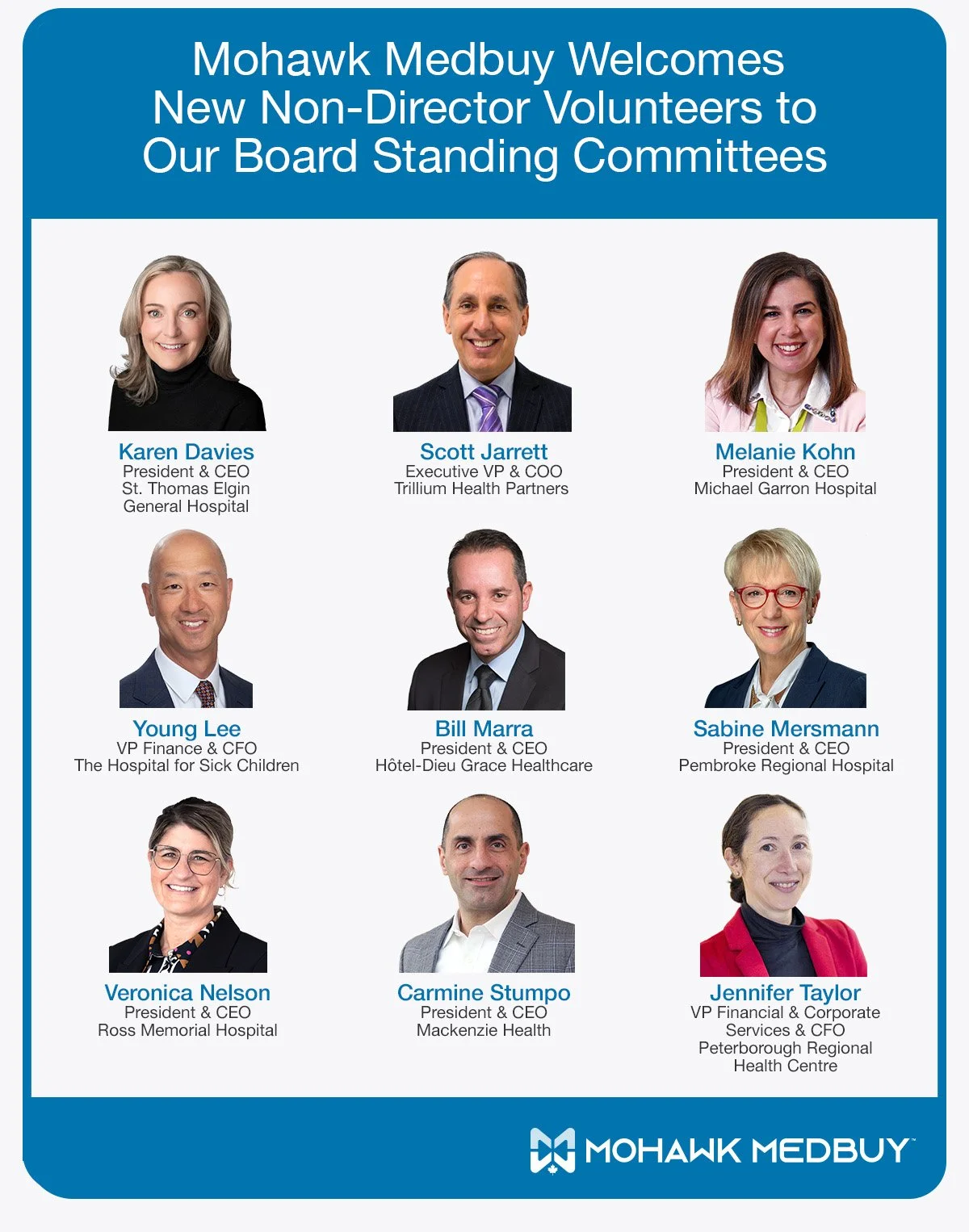 New non-director volunteers on our board standing committees