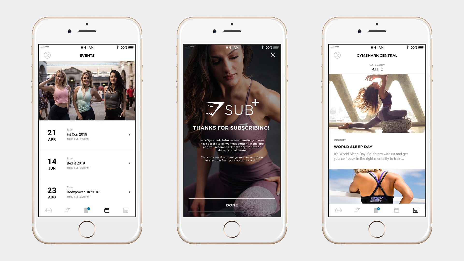 Other features include an events section, blog and editorial area and support for Gymshark’s (new) subscription model.